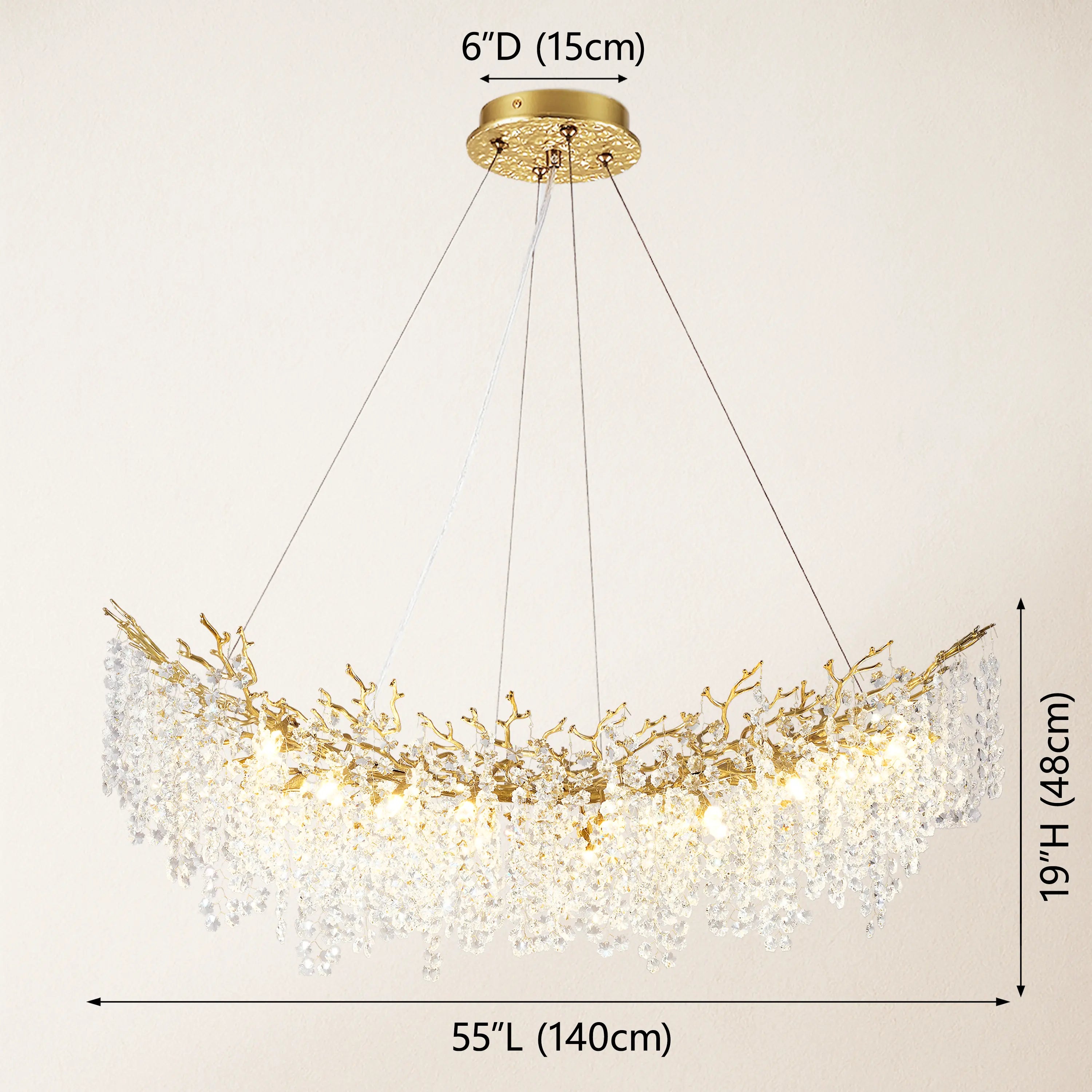 Lustre Branches Crystal Rectangular Chandelier 55"W