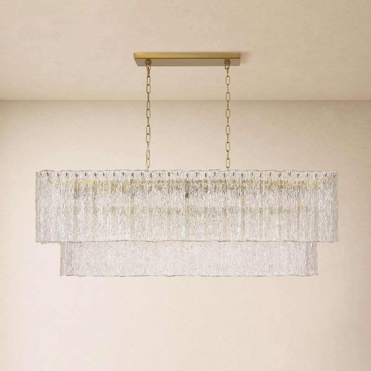 Aurellise Textured Glass Rectangular Chandelier 54"W