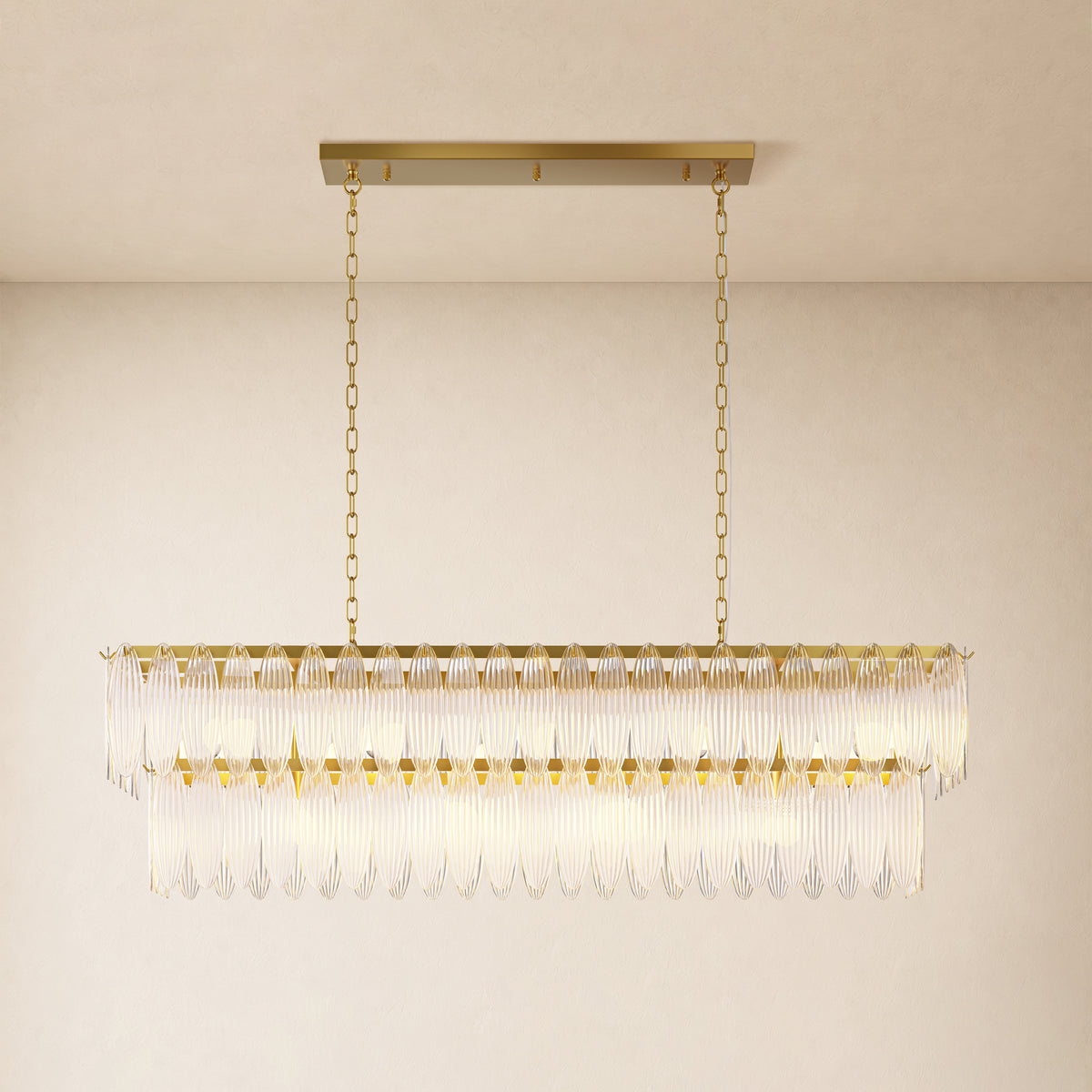 Ardelyne Crystal Leaf Linear Chandelier 48"-60"D