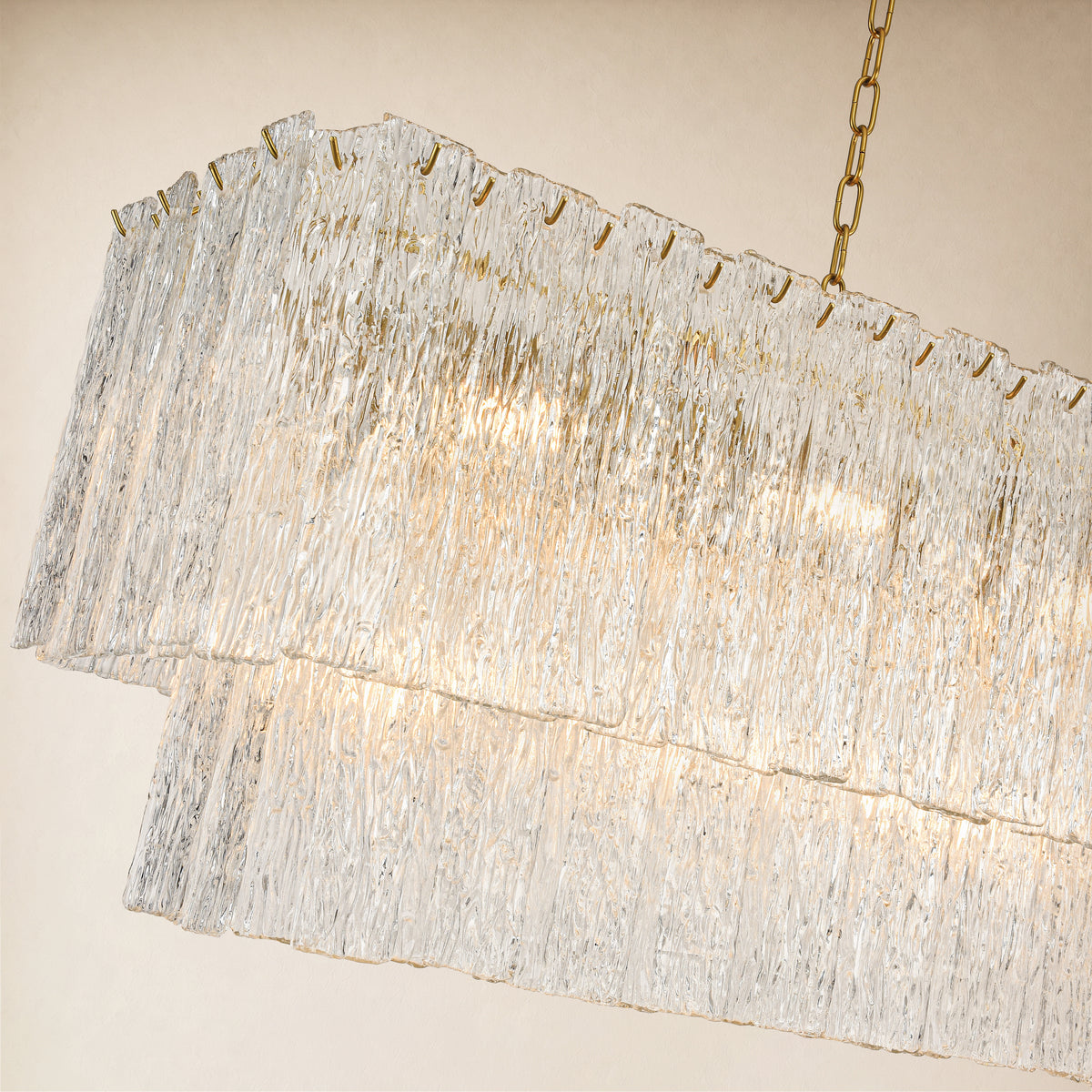 Aurellise Textured Glass Rectangular Chandelier 54"W