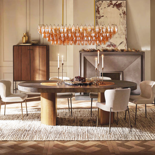 Celestial Drop Muti-Tier Rectangle Crystal Glass Chandelier 54"W