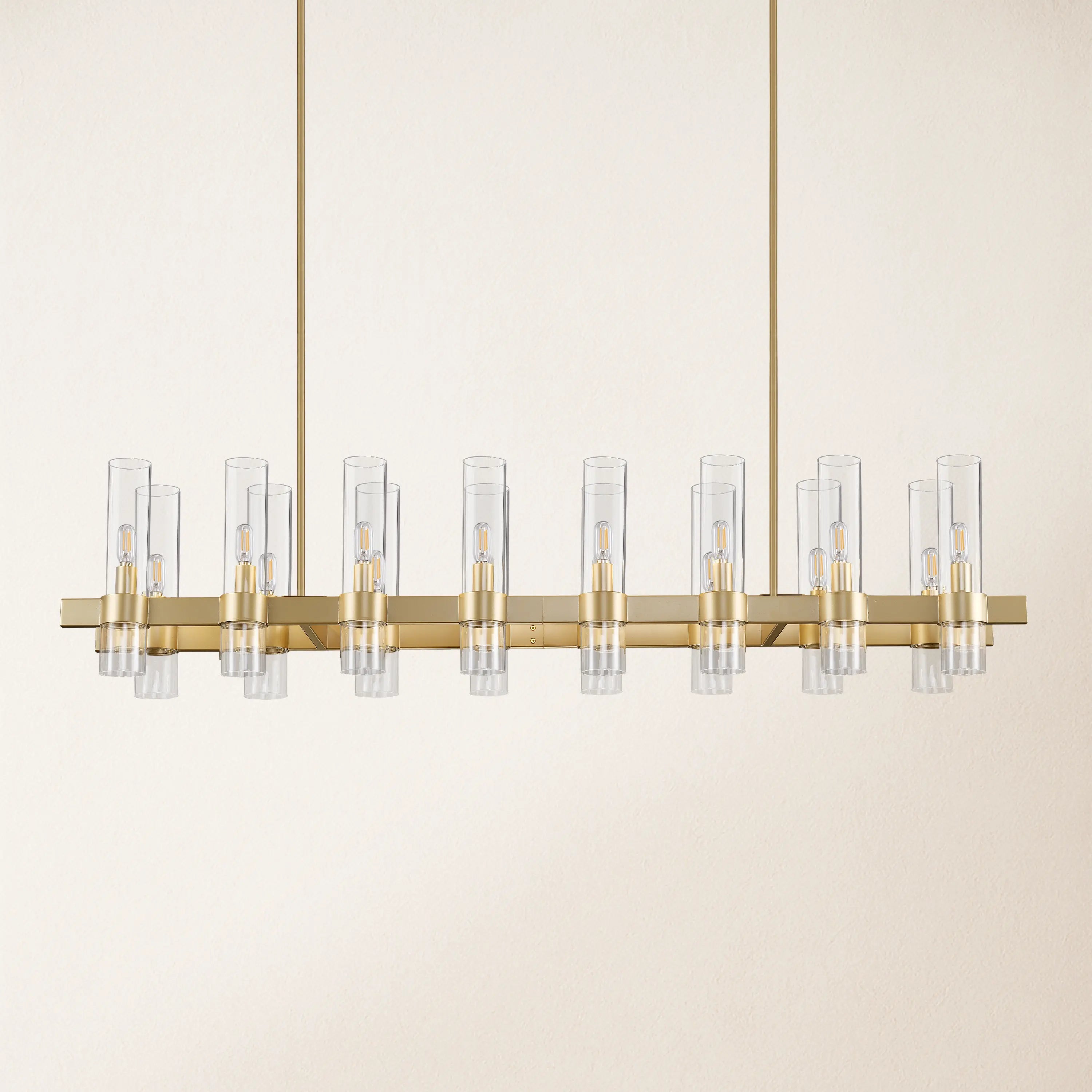 Cylora Glass Tube Rectangular Chandelier 54"