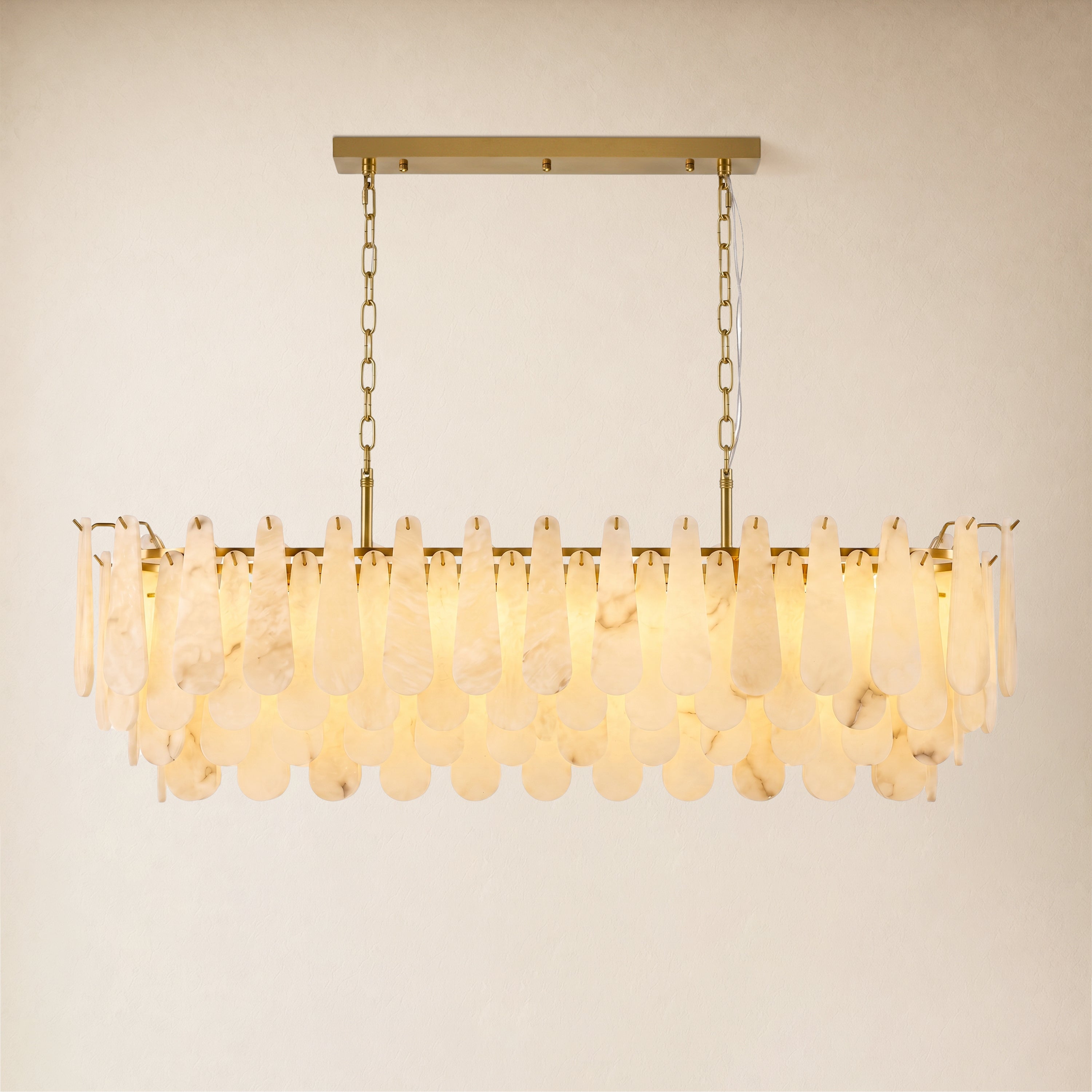 Caldera Alabaster Rectangular Custom Chandelier 54"W 72"W#Finish_Gold,size_54"