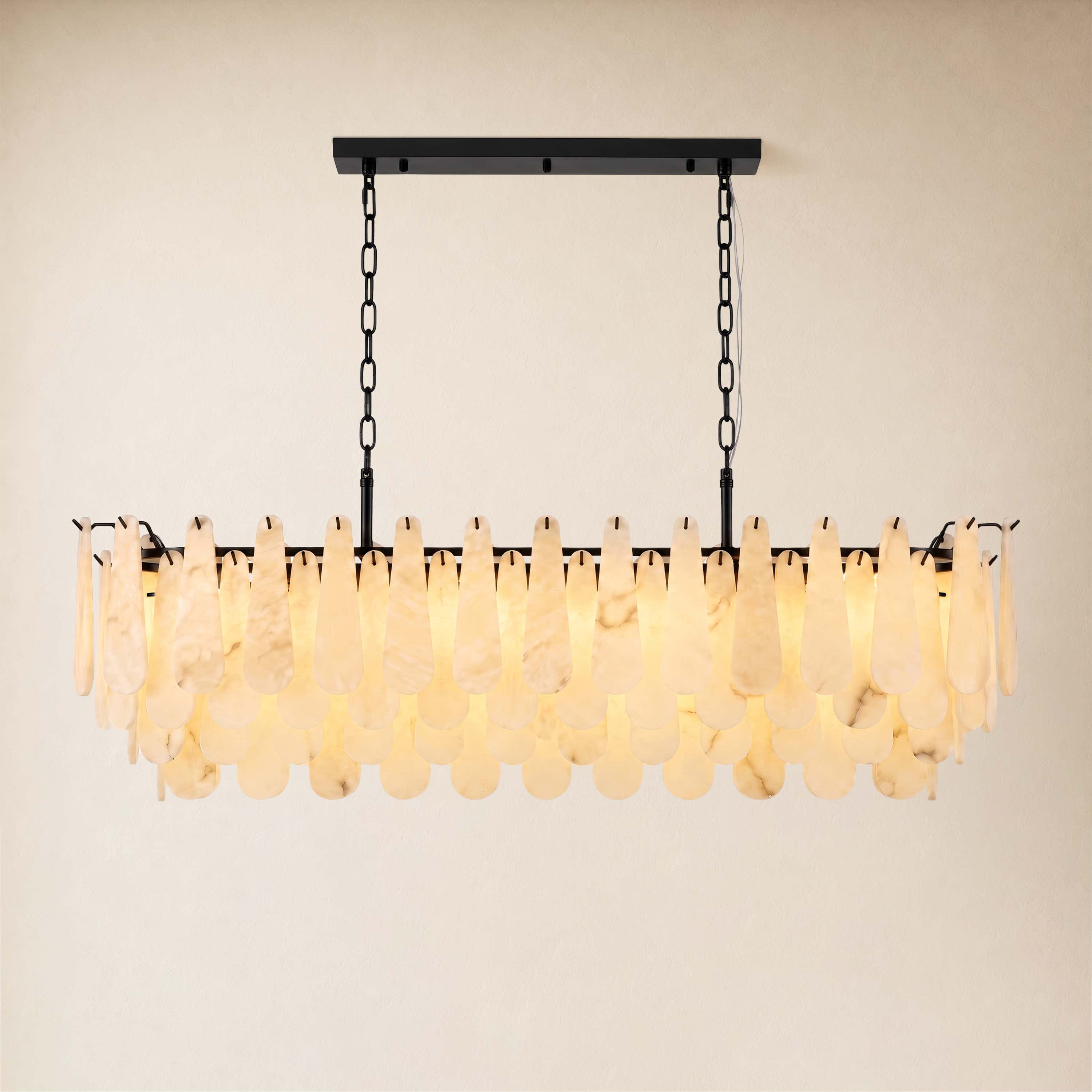 Caldera Alabaster Rectangular Custom Chandelier 54"W 72"W