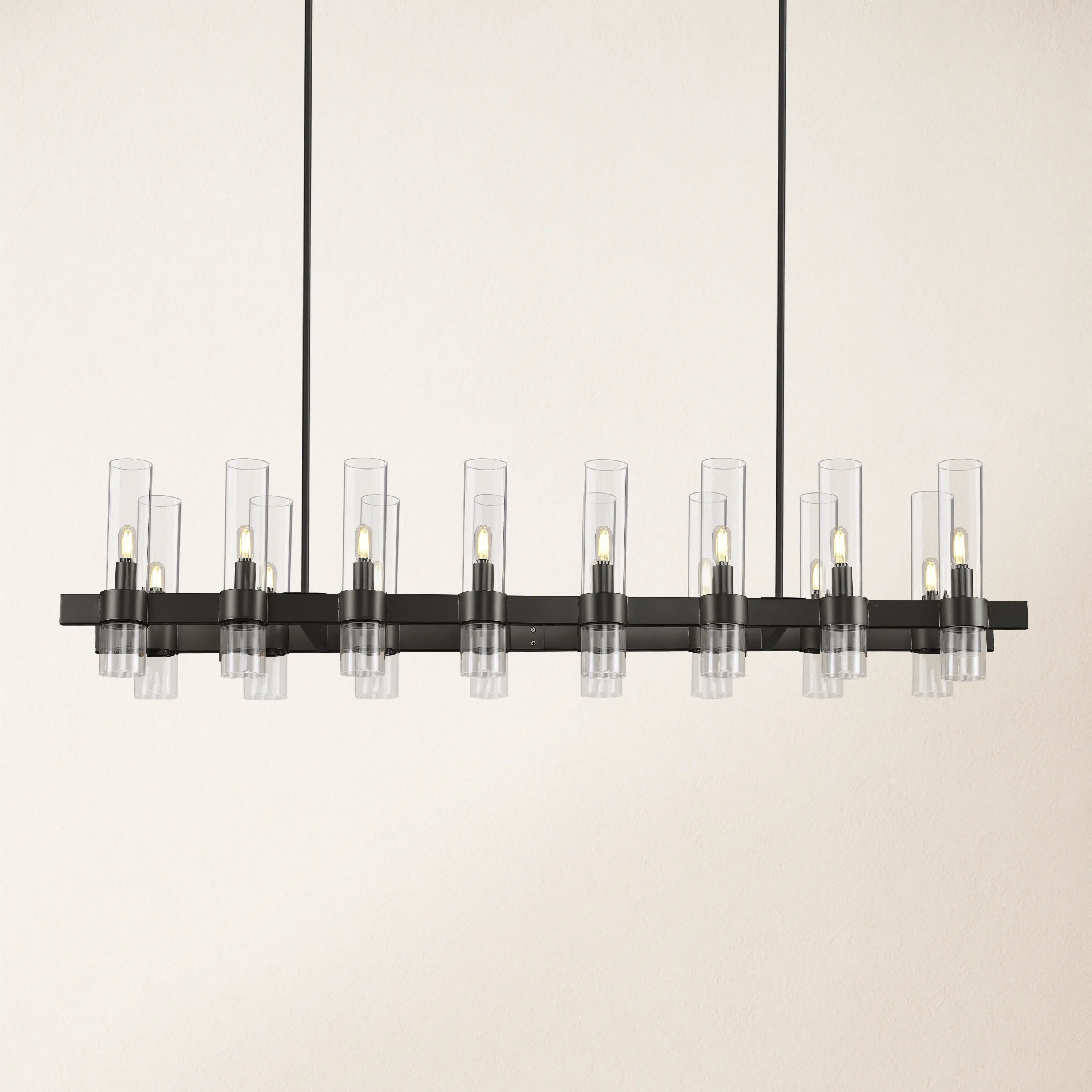 Cylora Glass Tube Rectangular Chandelier 54"