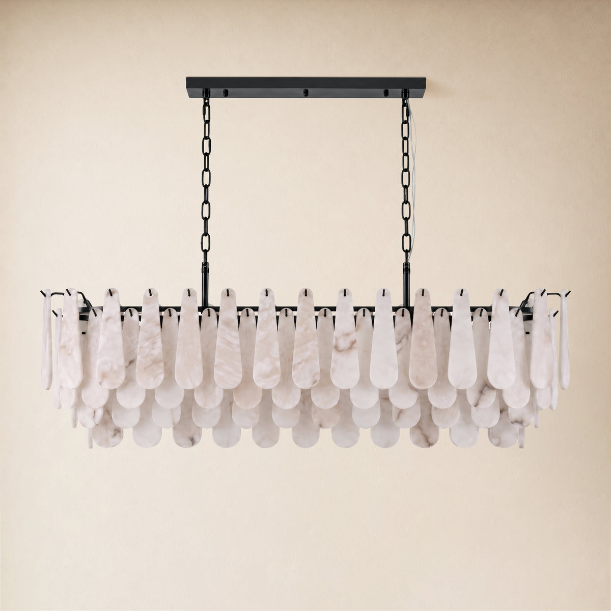 Caldera Alabaster Rectangular Custom Chandelier 54"W 72"W