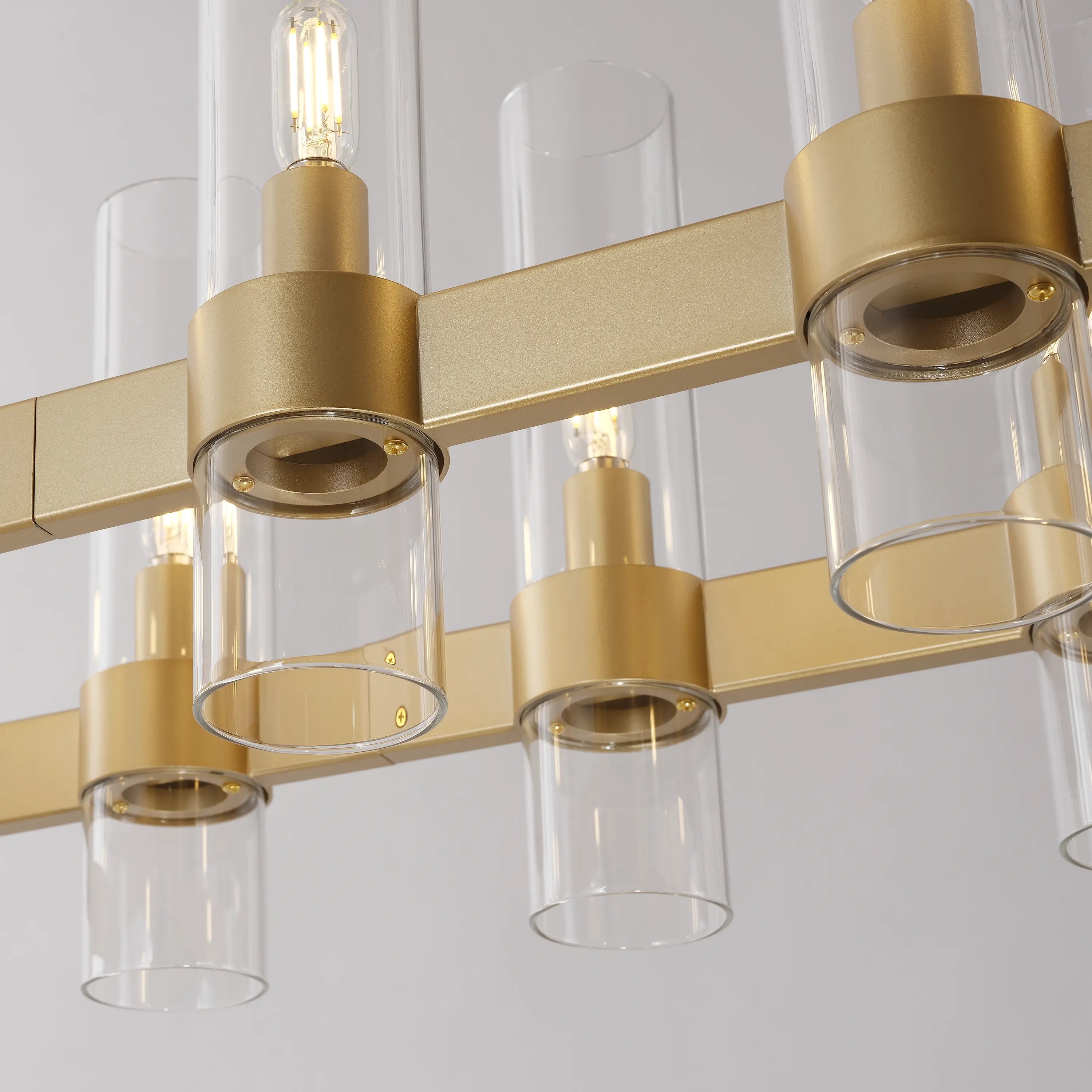 Cylora Glass Tube Rectangular Chandelier 54"