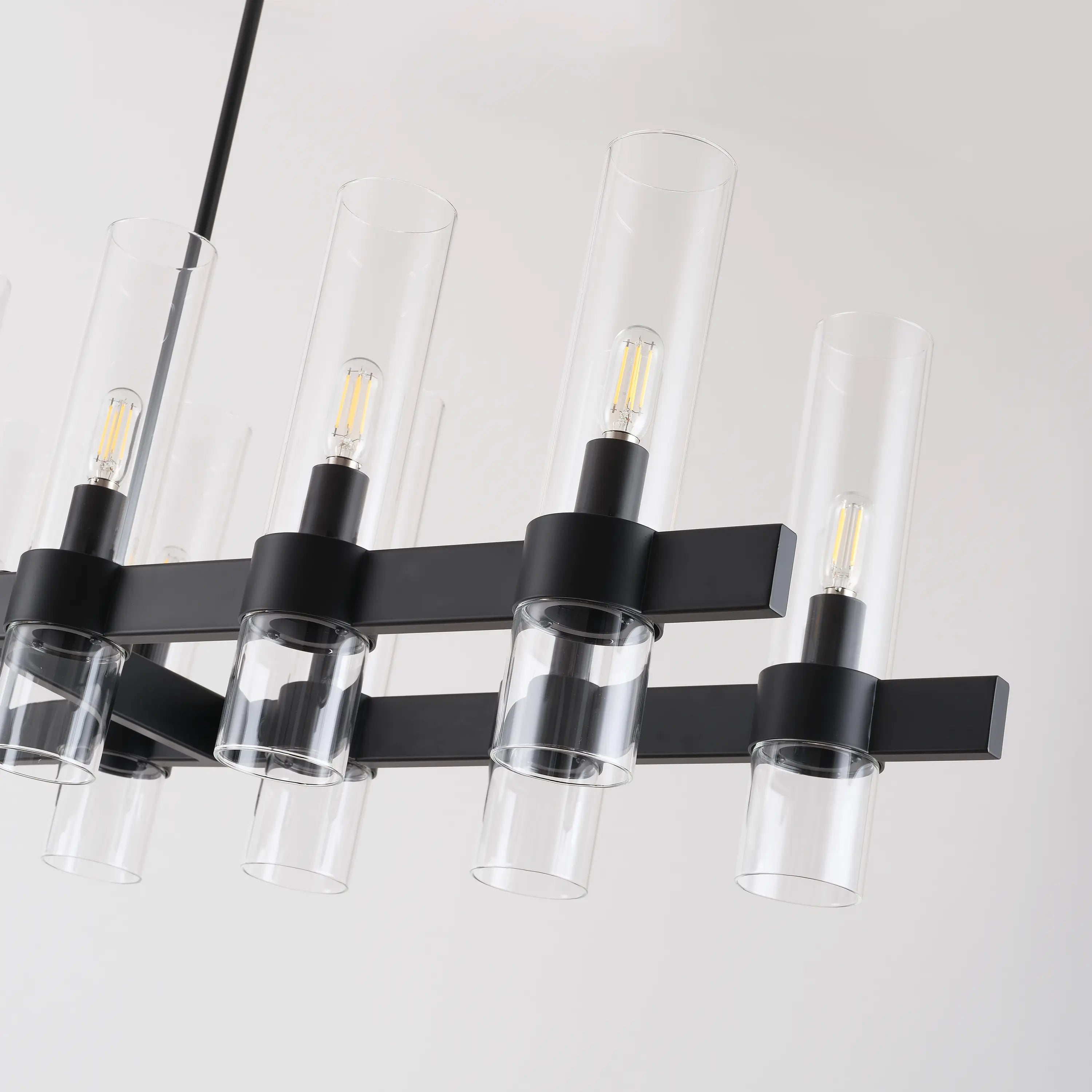 Cylora Glass Tube Rectangular Chandelier 54"W