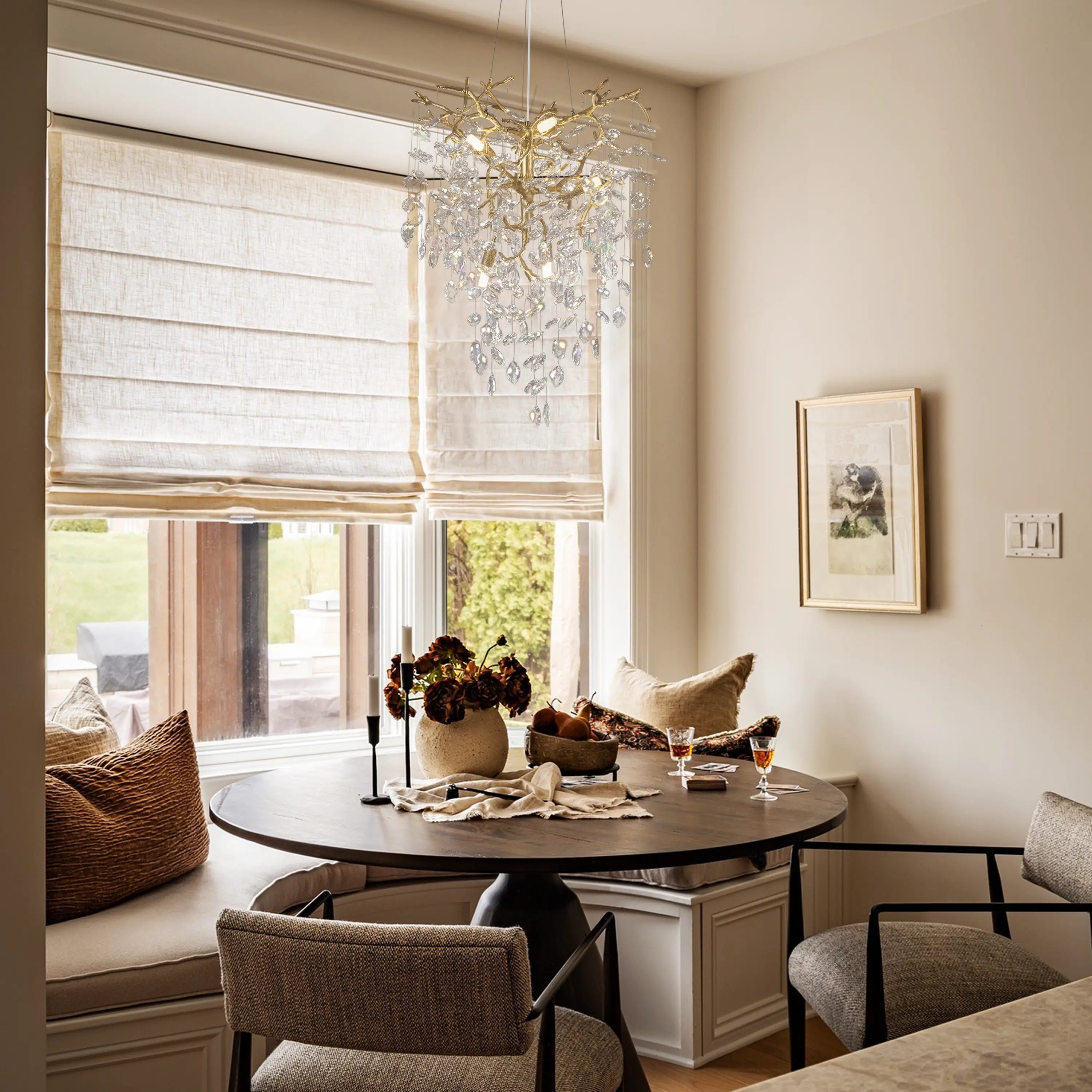 Frostleaf Crystal Grand Cascade Branches Chandelier 21"D