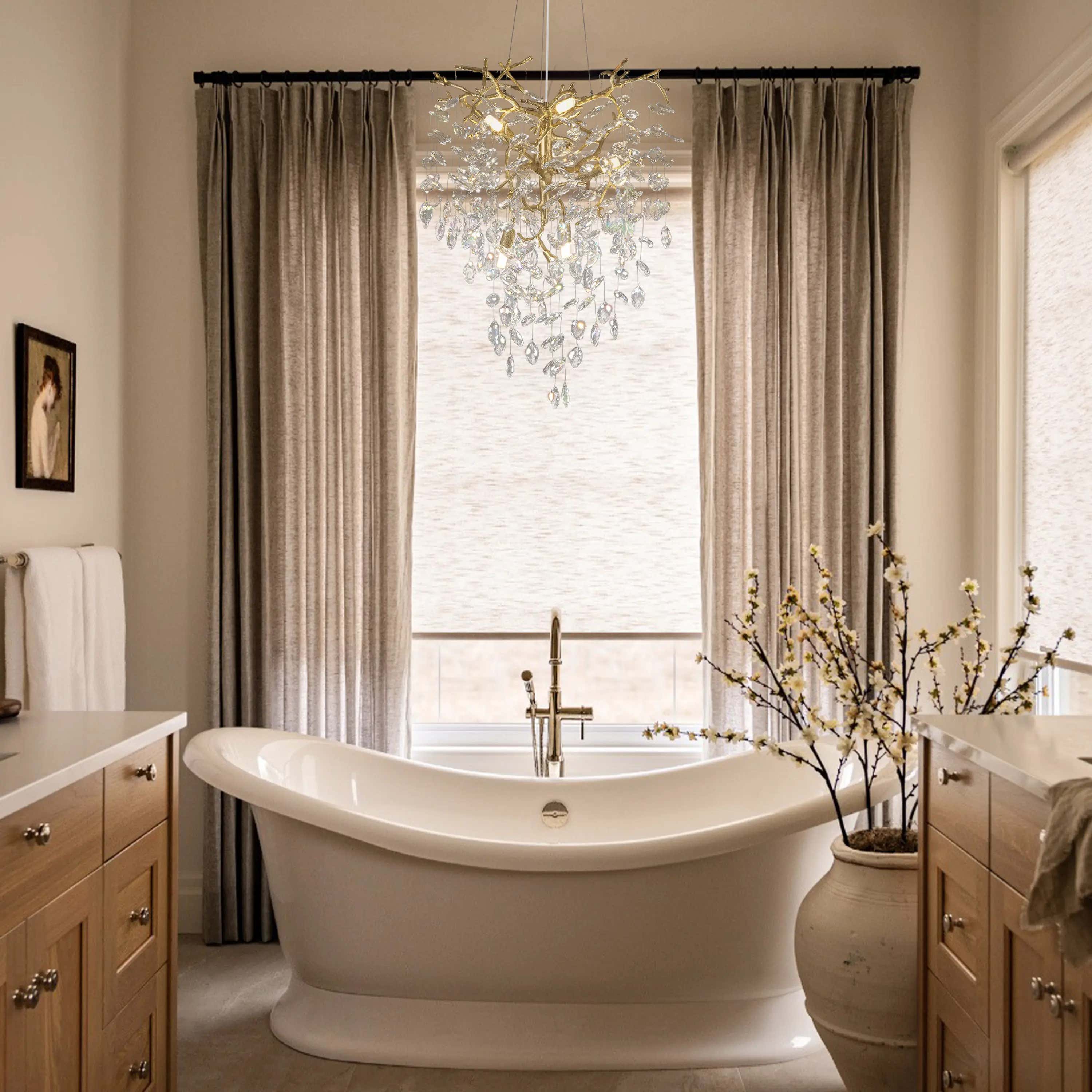 Frostleaf Crystal Grand Cascade Branches Chandelier 21"D