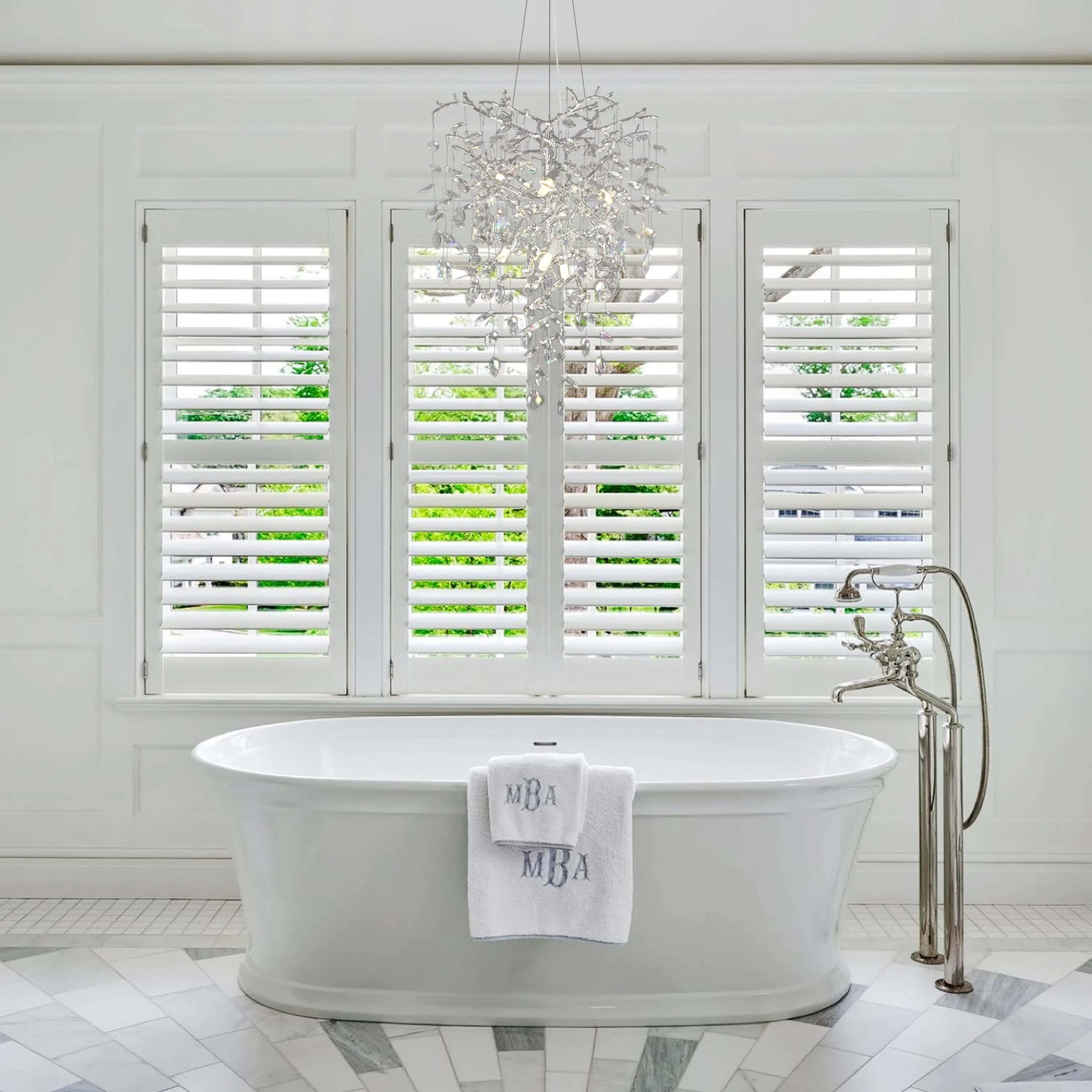 Frostleaf Crystal Grand Cascade Branches Chandelier 21"D