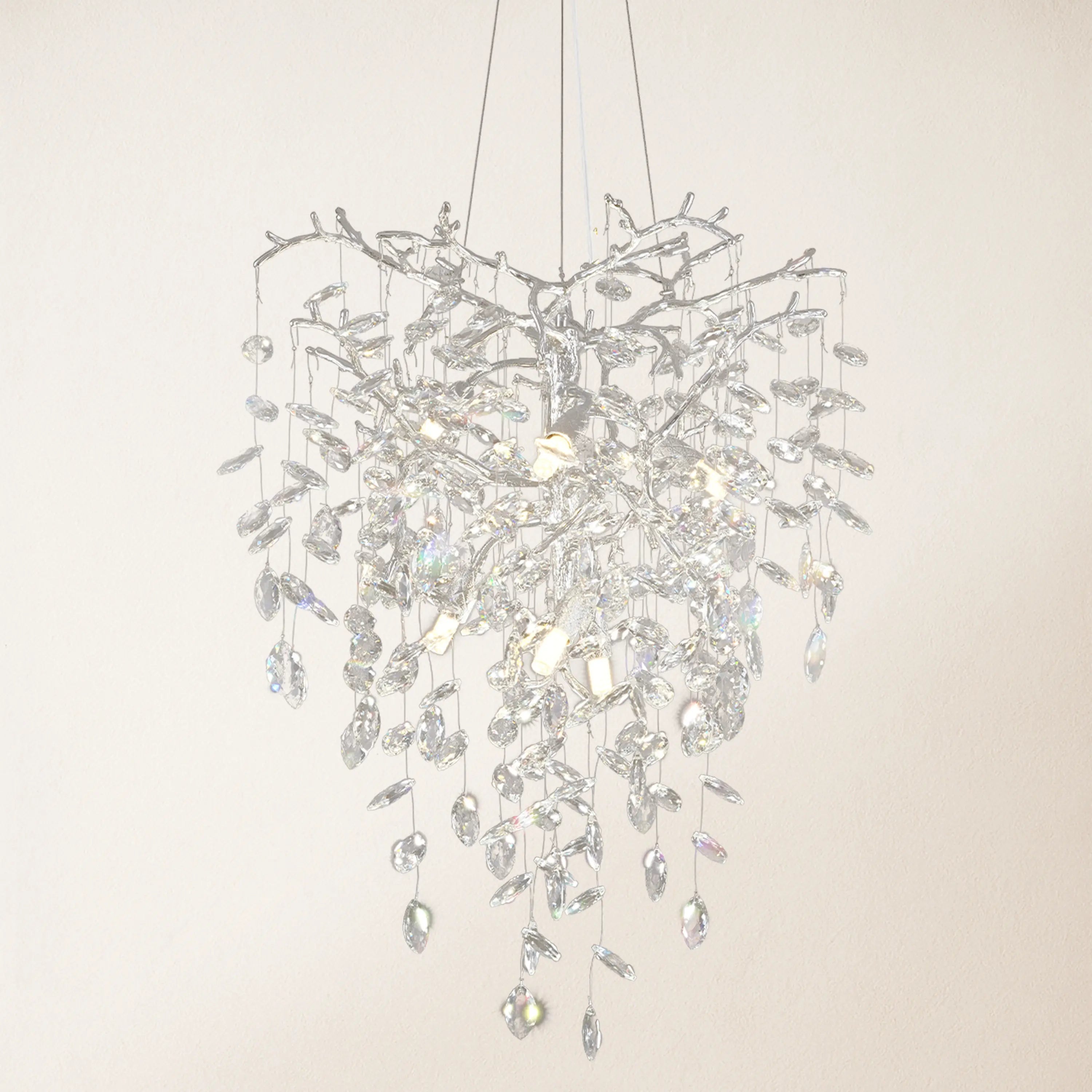 Frostleaf Crystal Grand Cascade Branches Chandelier 21"