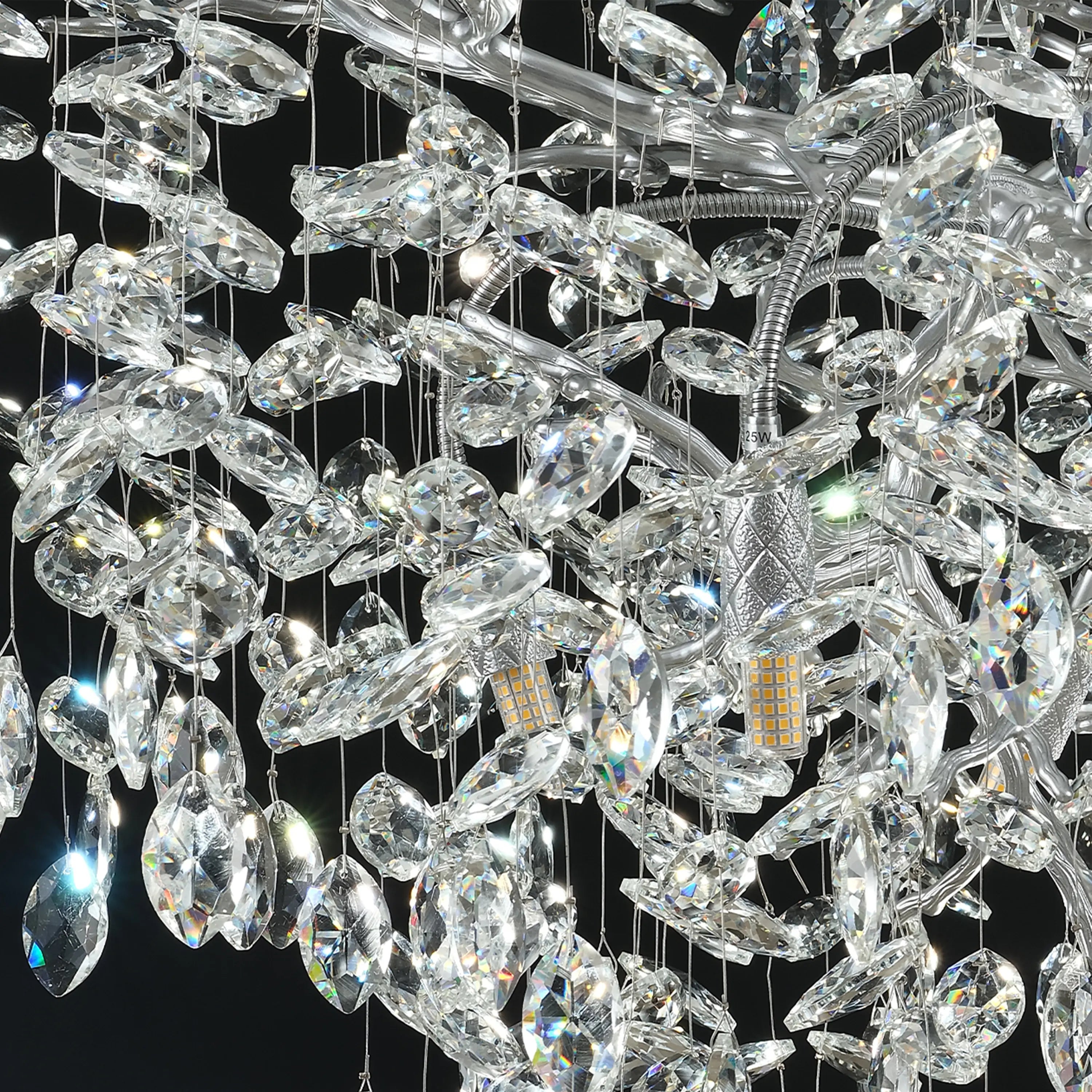 Frostleaf Crystal Grand Cascade Branches Chandelier 21"