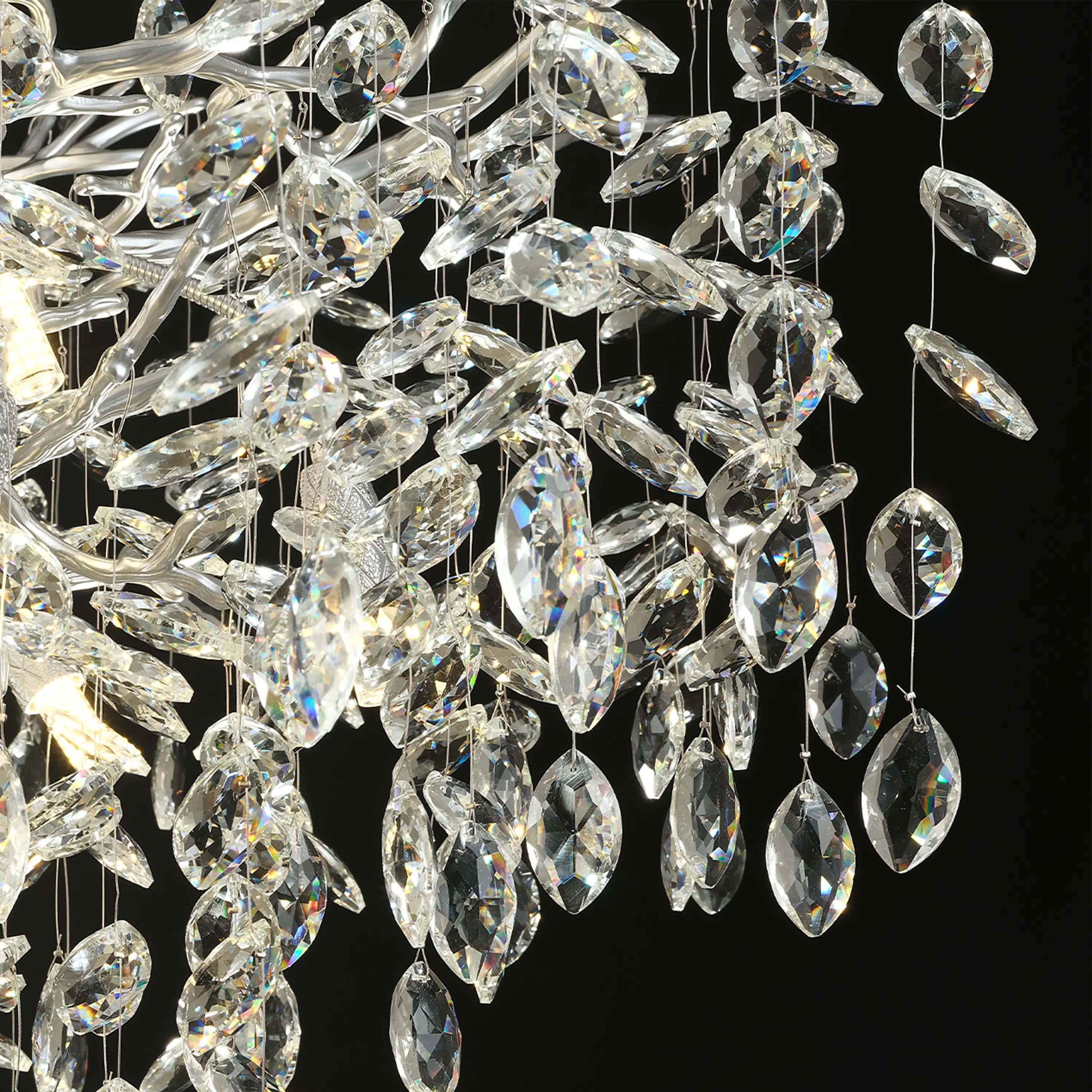Frostleaf Crystal Grand Cascade Branches Chandelier 21"D