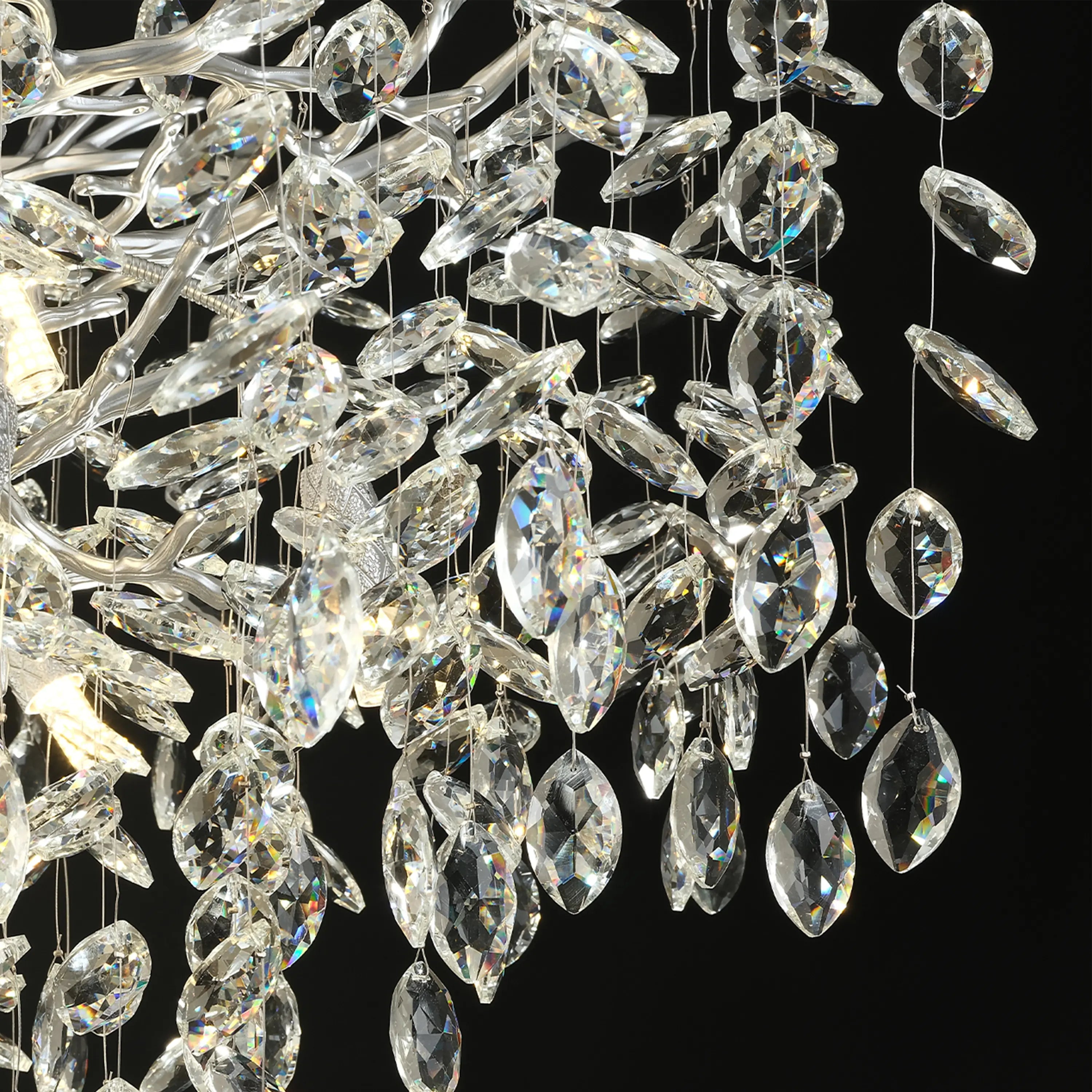 Frostleaf Crystal Grand Cascade Branches Chandelier 21"