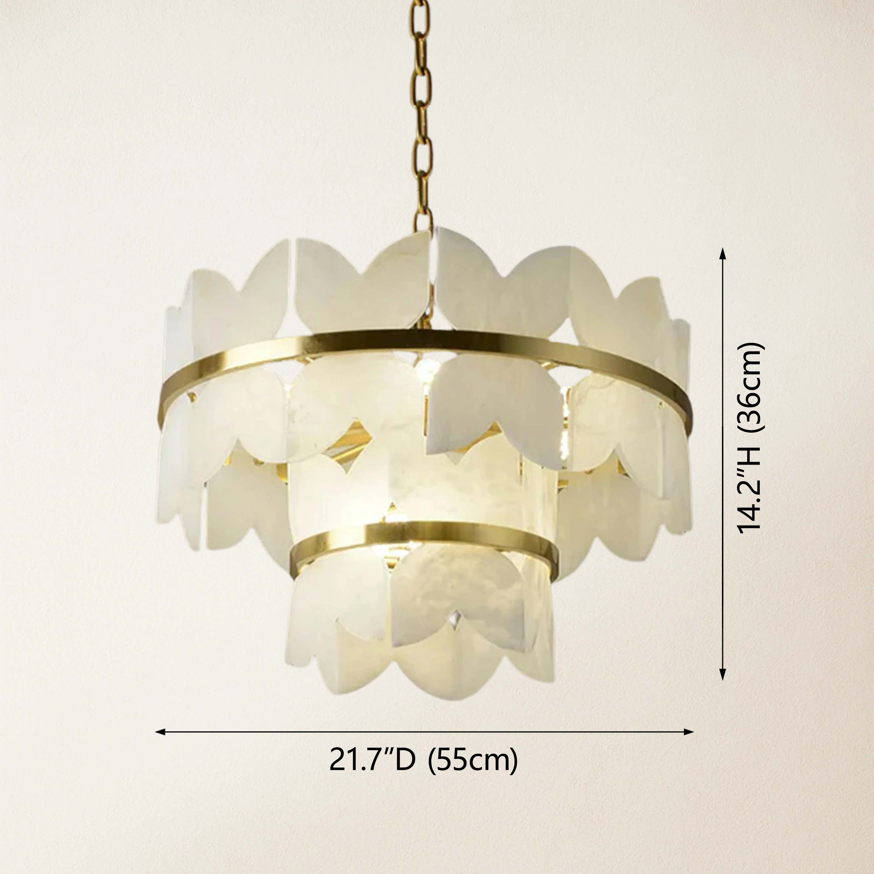 Cloudscape Alabaster Brass 2-Layer Chandelier 22"D