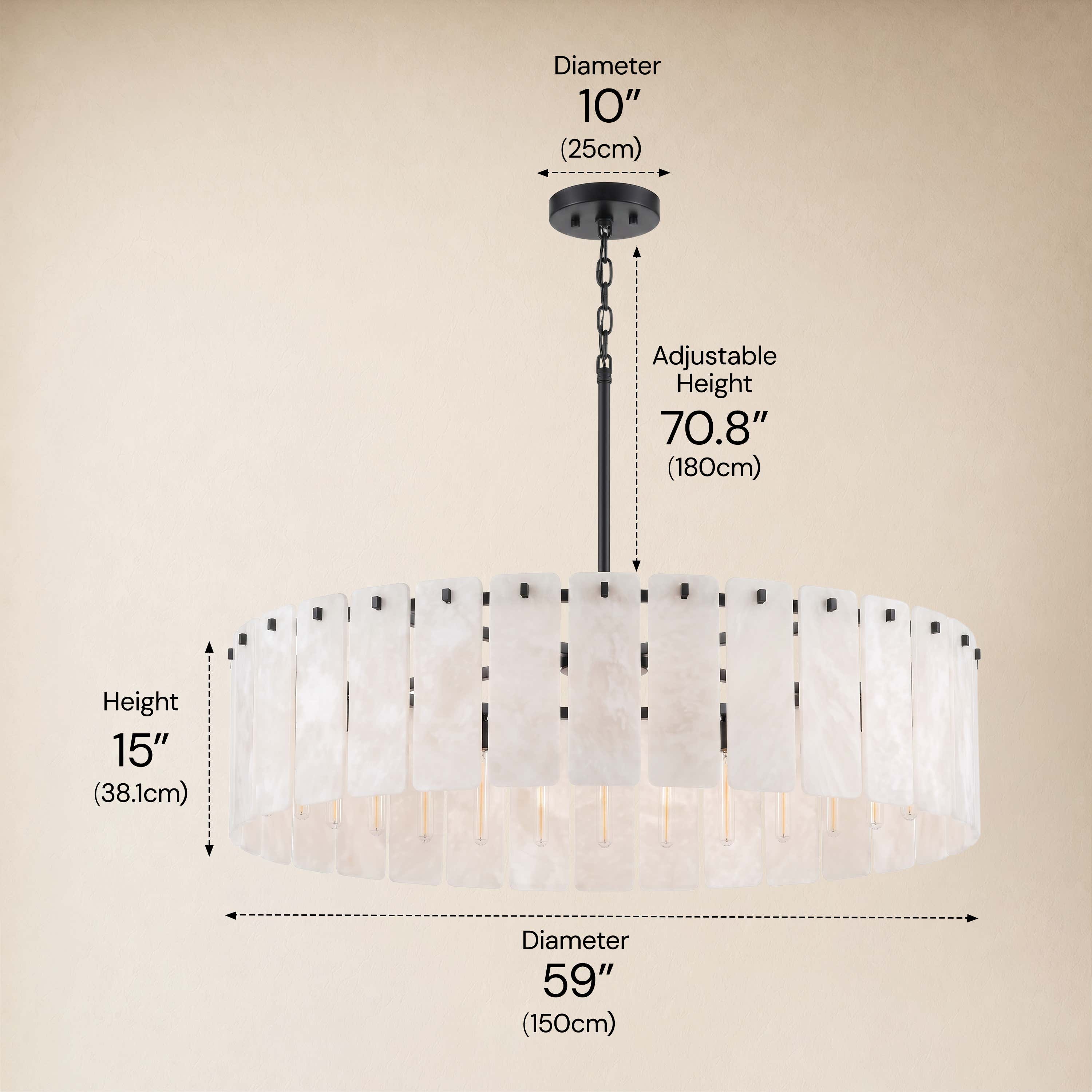 Lunara Alabaster Round Customize Chandelier 48"D 59"D
