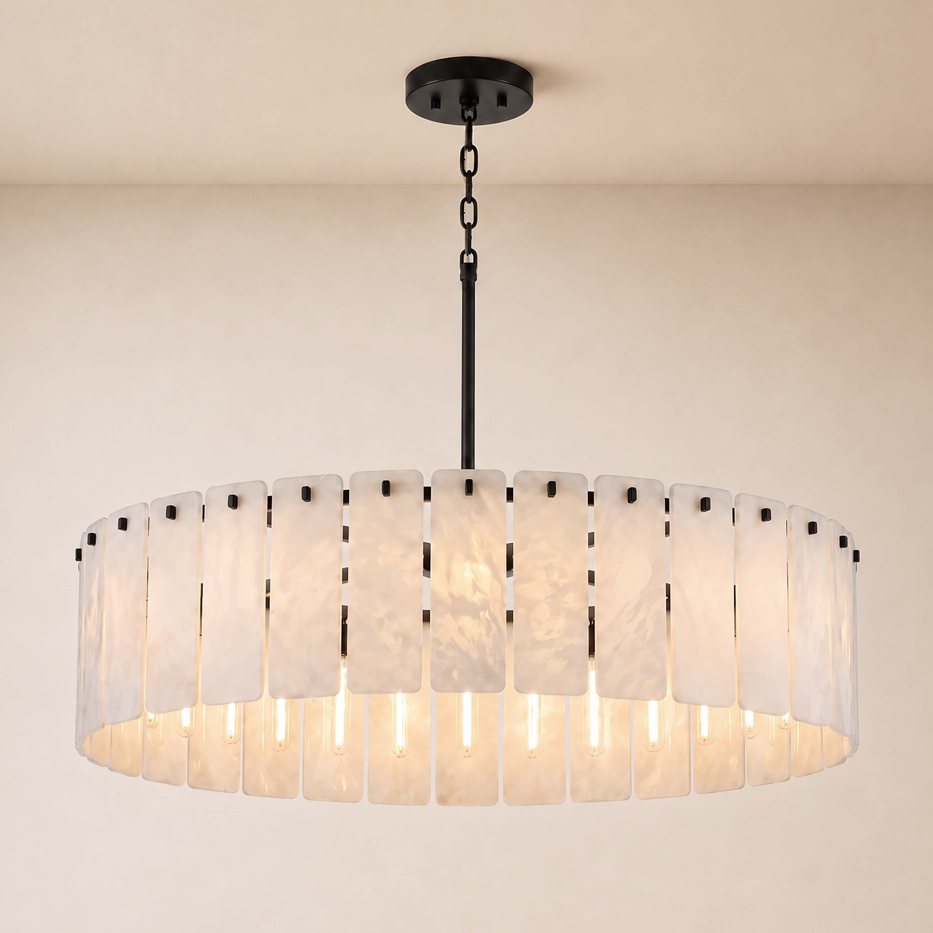 Lunara Alabaster Round Customize Chandelier 48"D 59"D