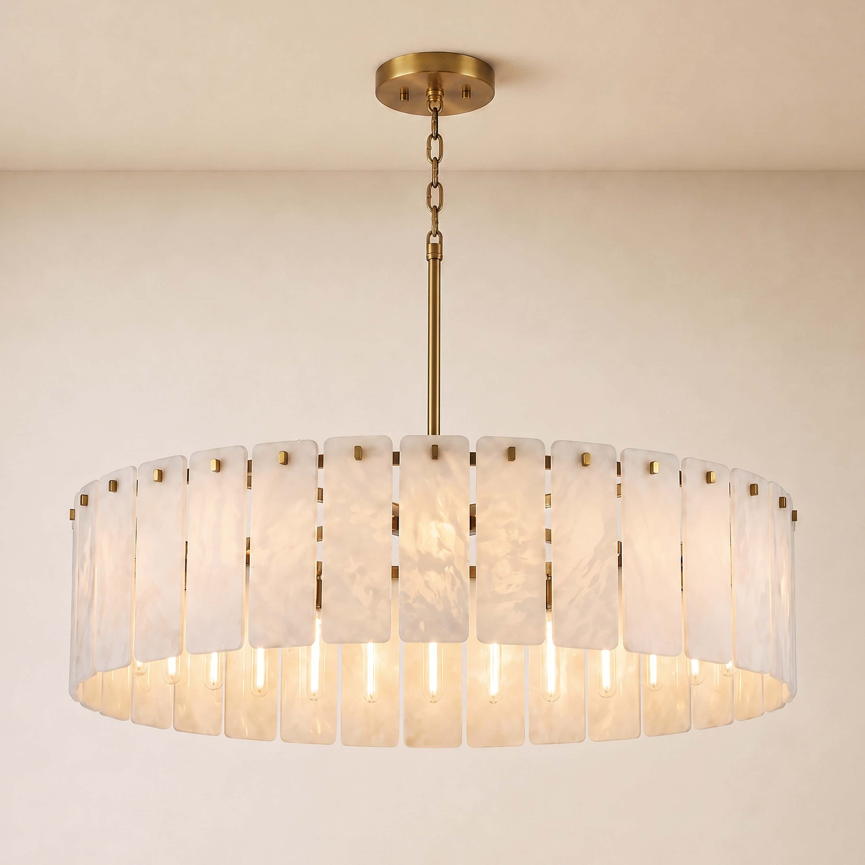 Lunara Alabaster Round Customize Chandelier 48"D 59"D