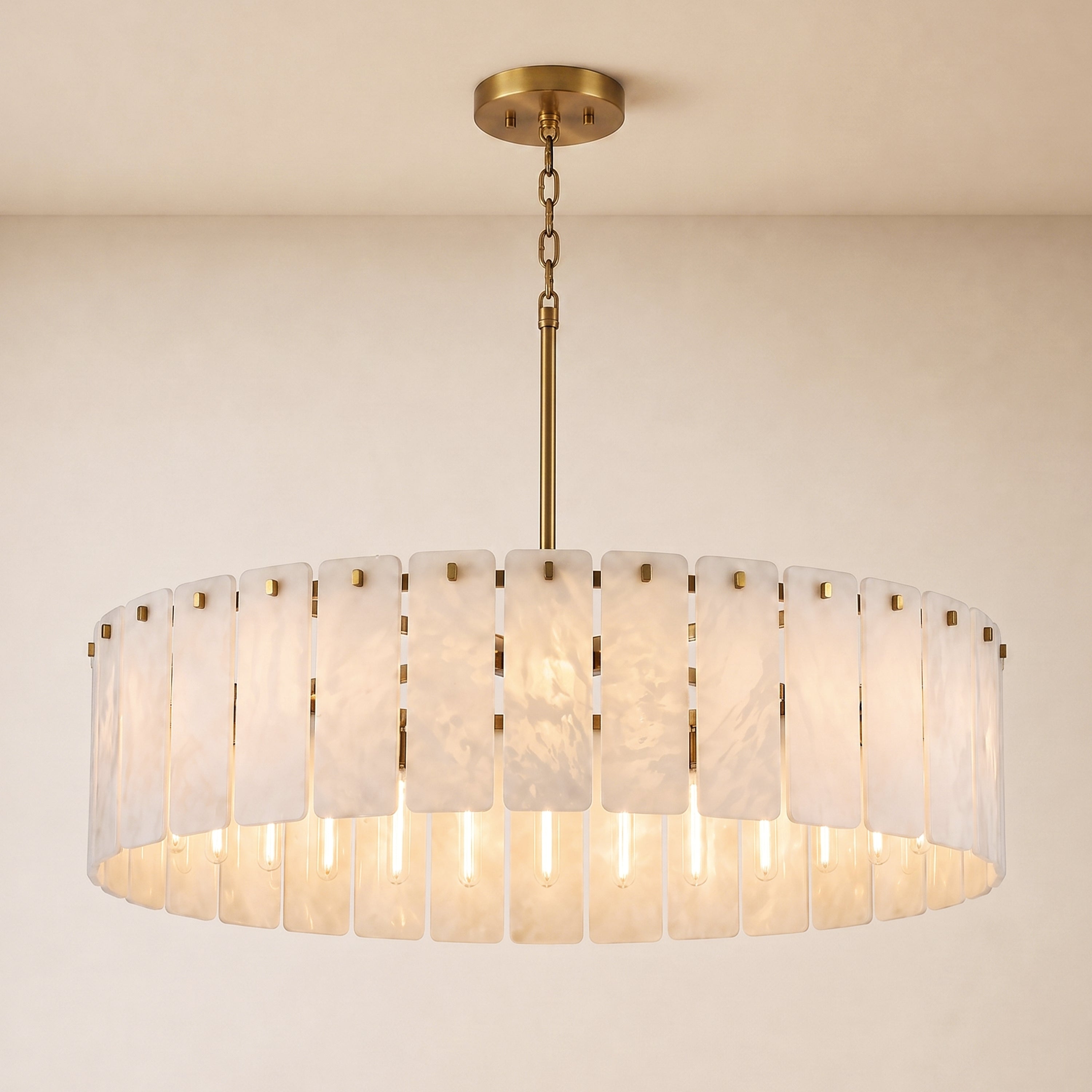Lunara Alabaster Round Customize Chandelier 48"D 59"D