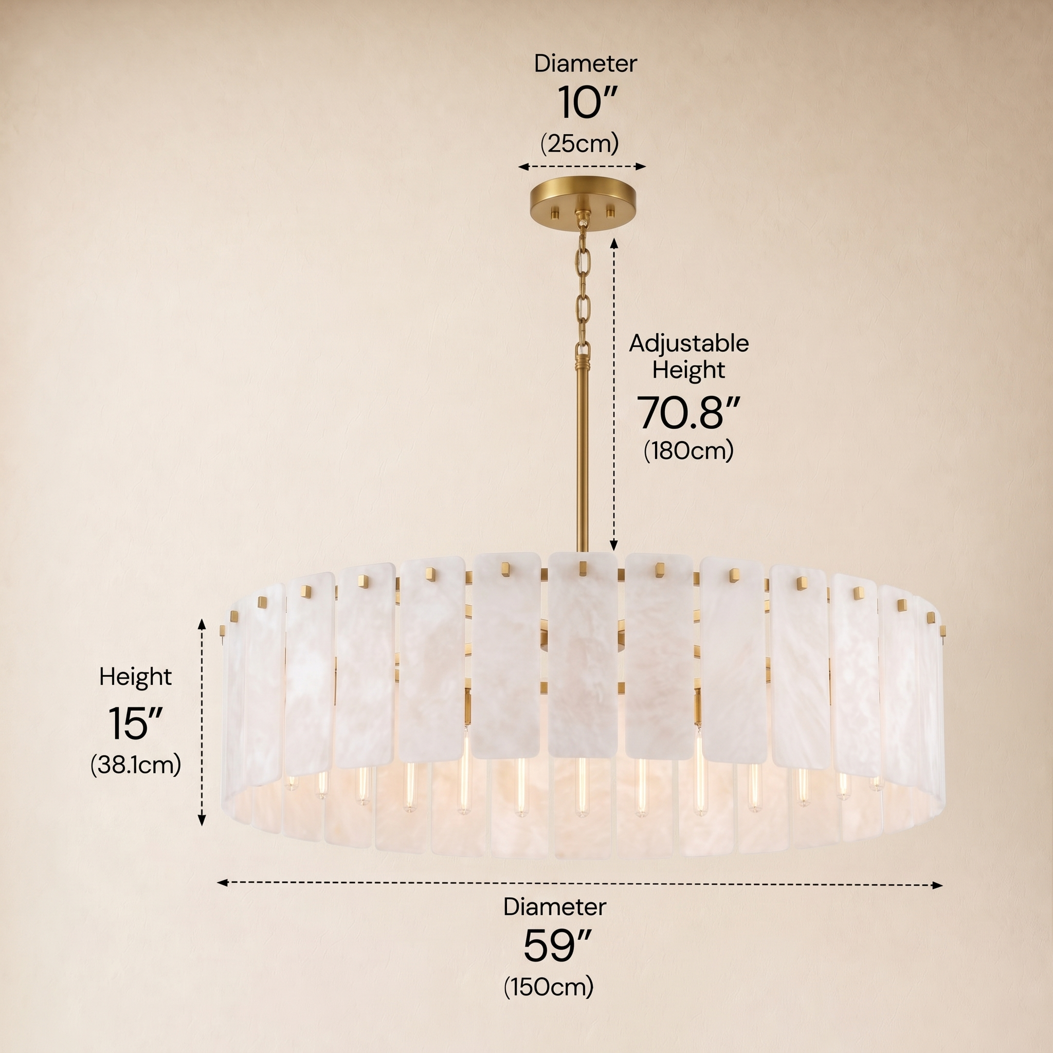 Lunara Alabaster Round Customize Chandelier 48"D 59"D