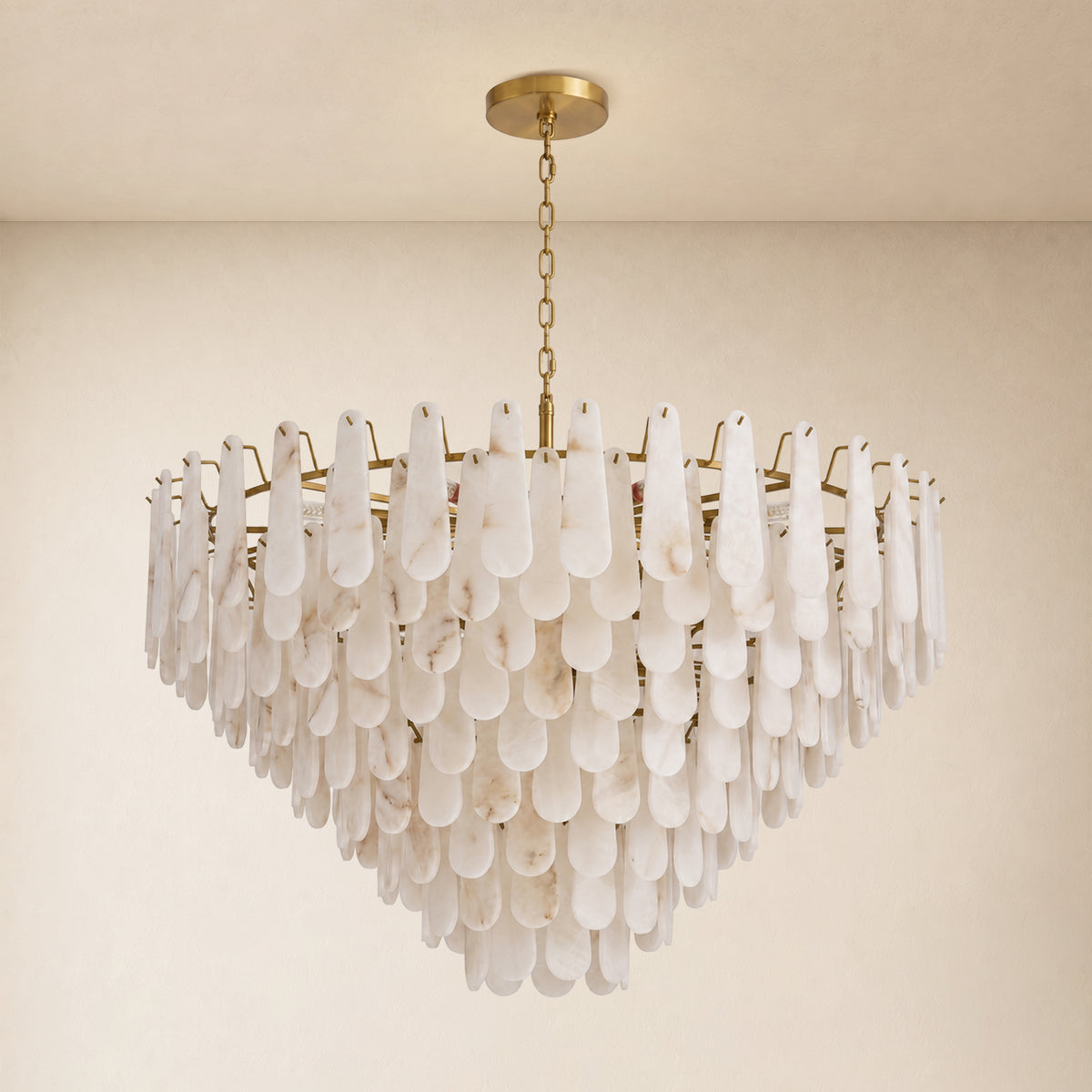 Caldera Alabaster Custom Round Chandelier 48"D 58"D
