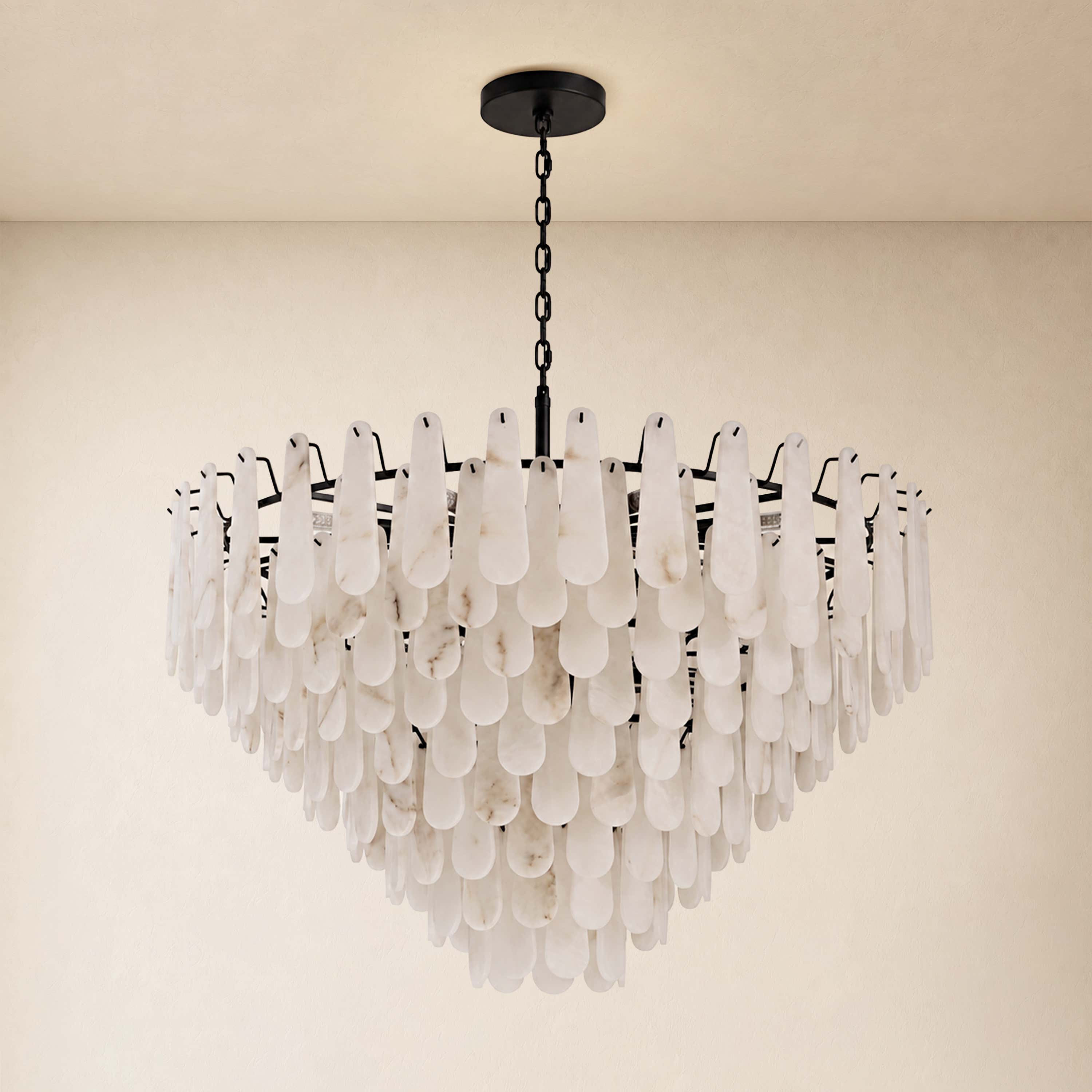 Caldera Alabaster Custom Round Chandelier 48"D 58"D