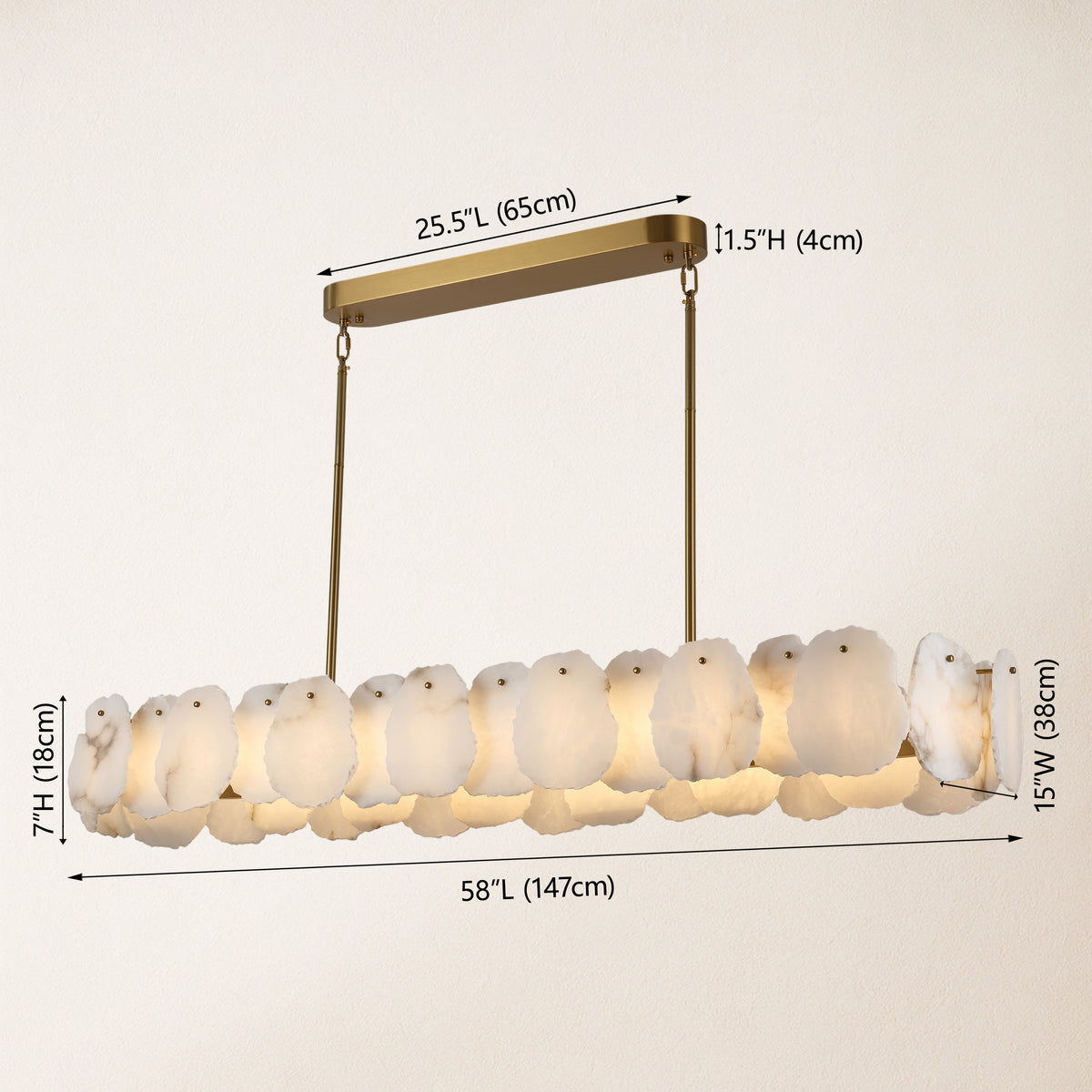 Moira Alabaster Oval Chandelier 58"W
