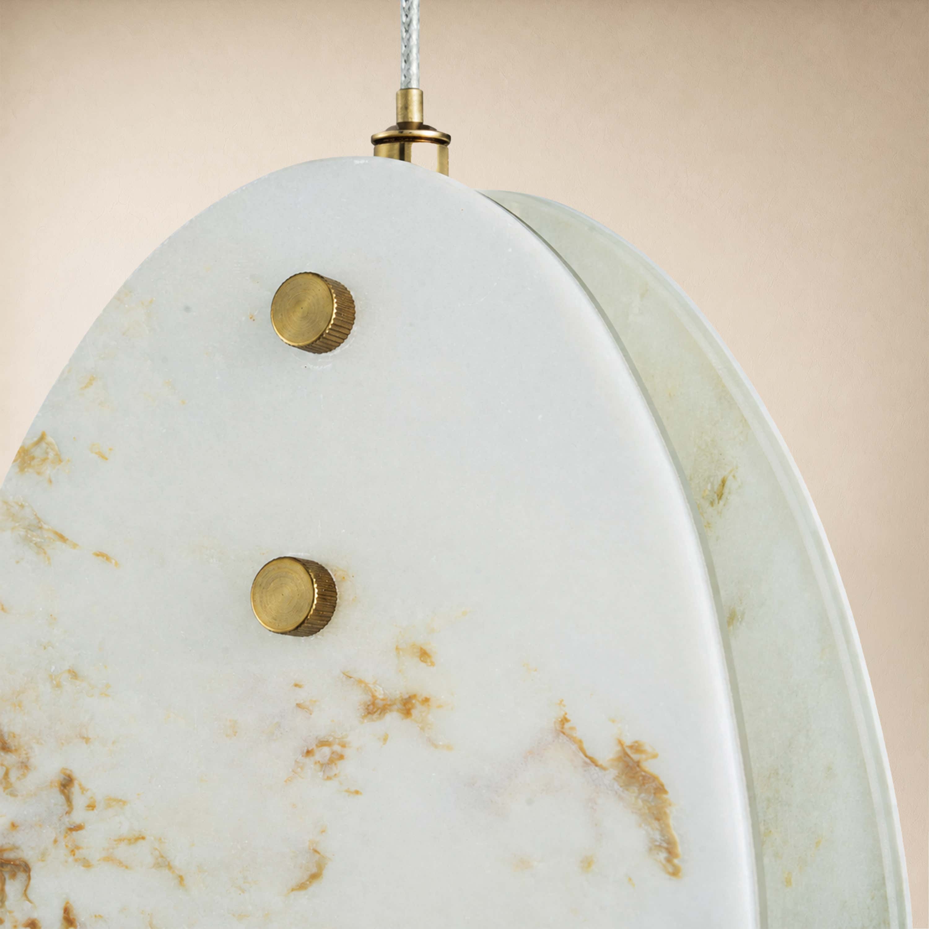 Pietra Marble Oval Pendant Light 5.9"D