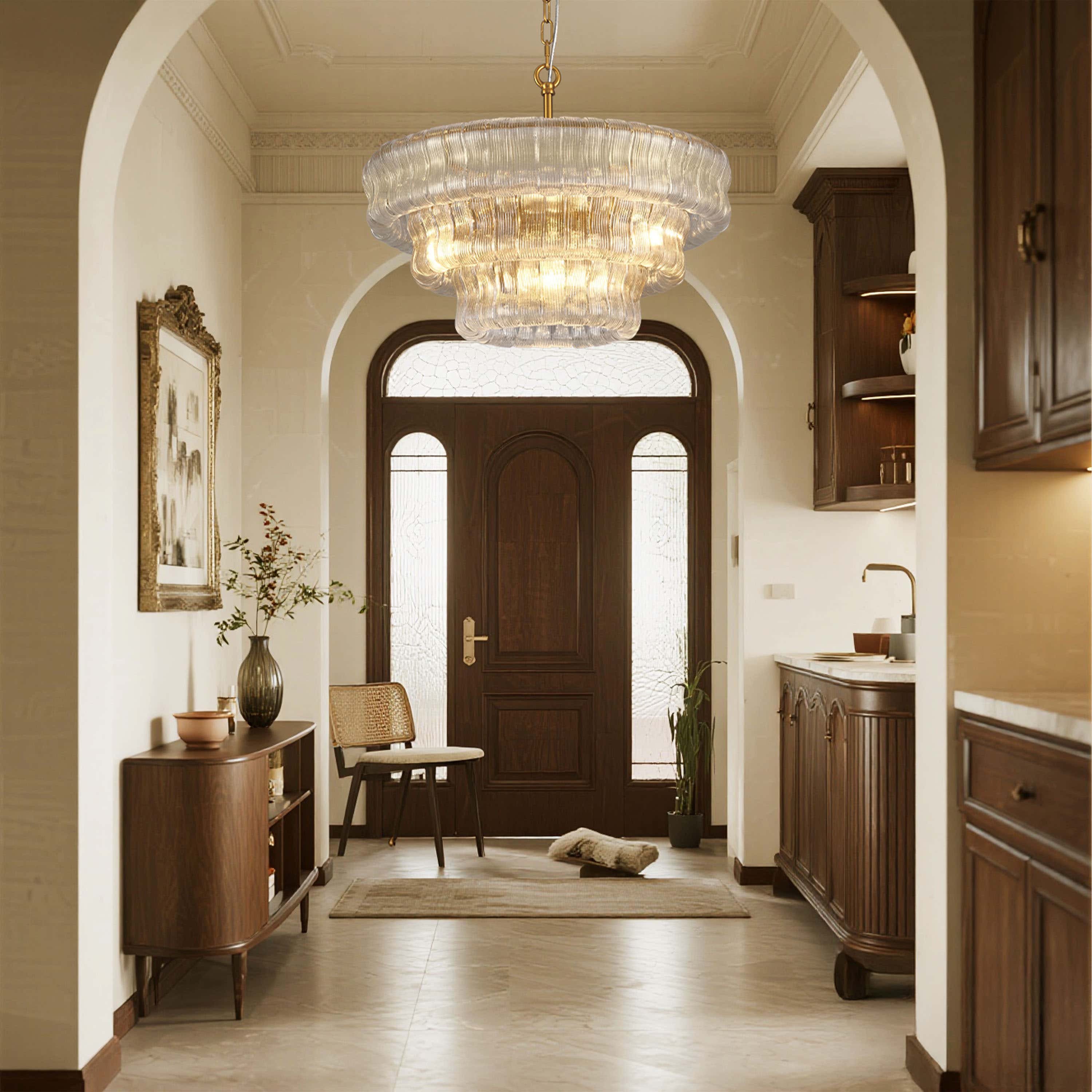 Ondalia Tiered Glass Round Chandelier 24"D