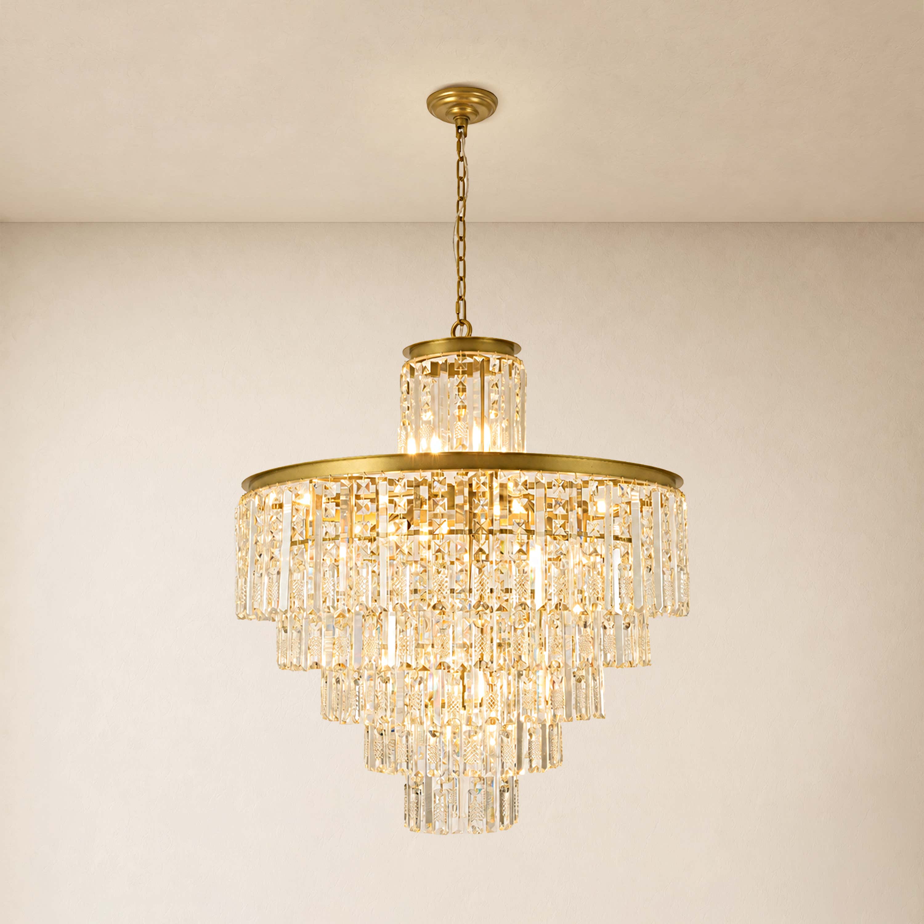 Lucentra Crystal Tiered Round Pendant 32"D