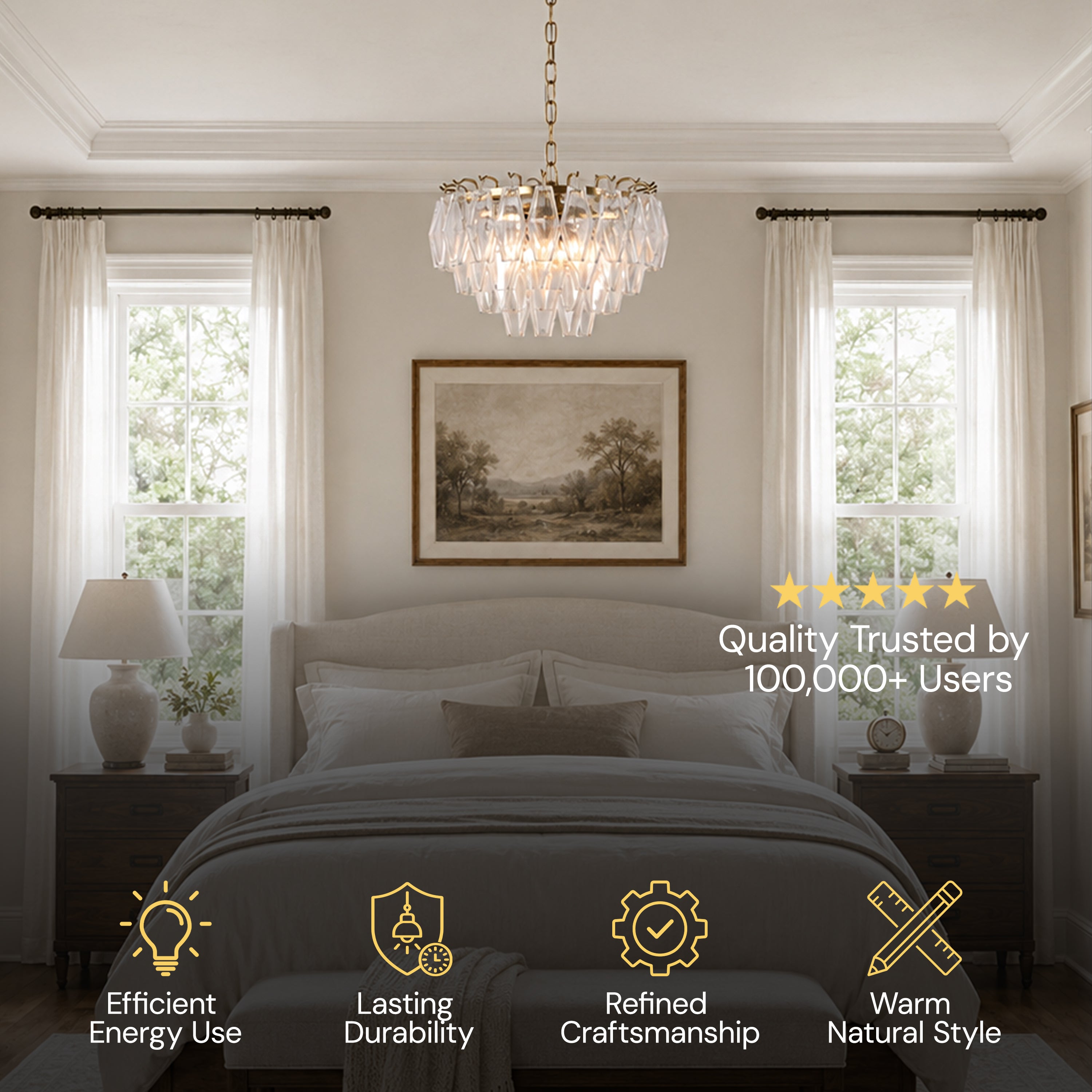 Celestial Drop Glass Round Chandelier 11.8"D