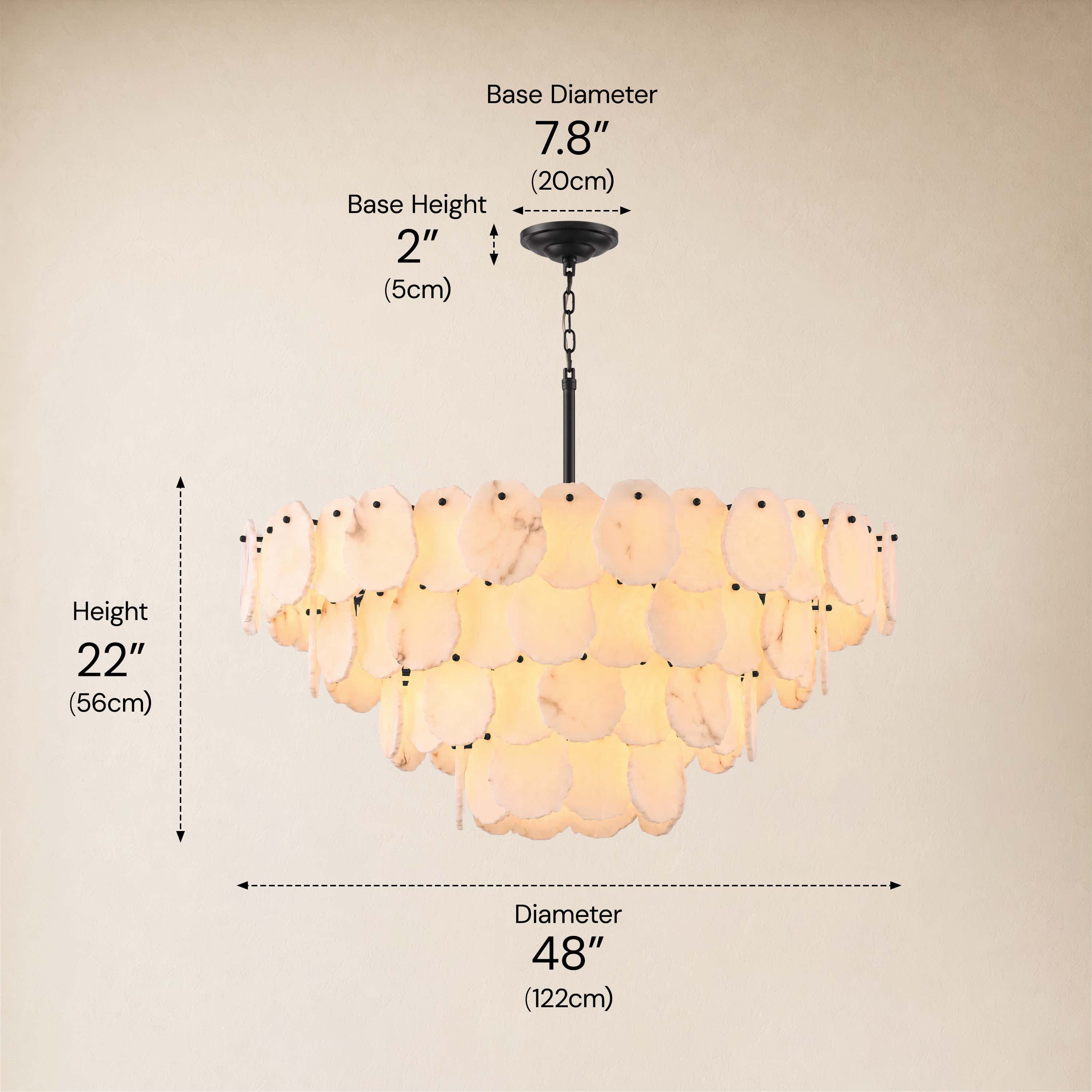 Moira Alabaster Multi-Tier Round Chandelier 48"D