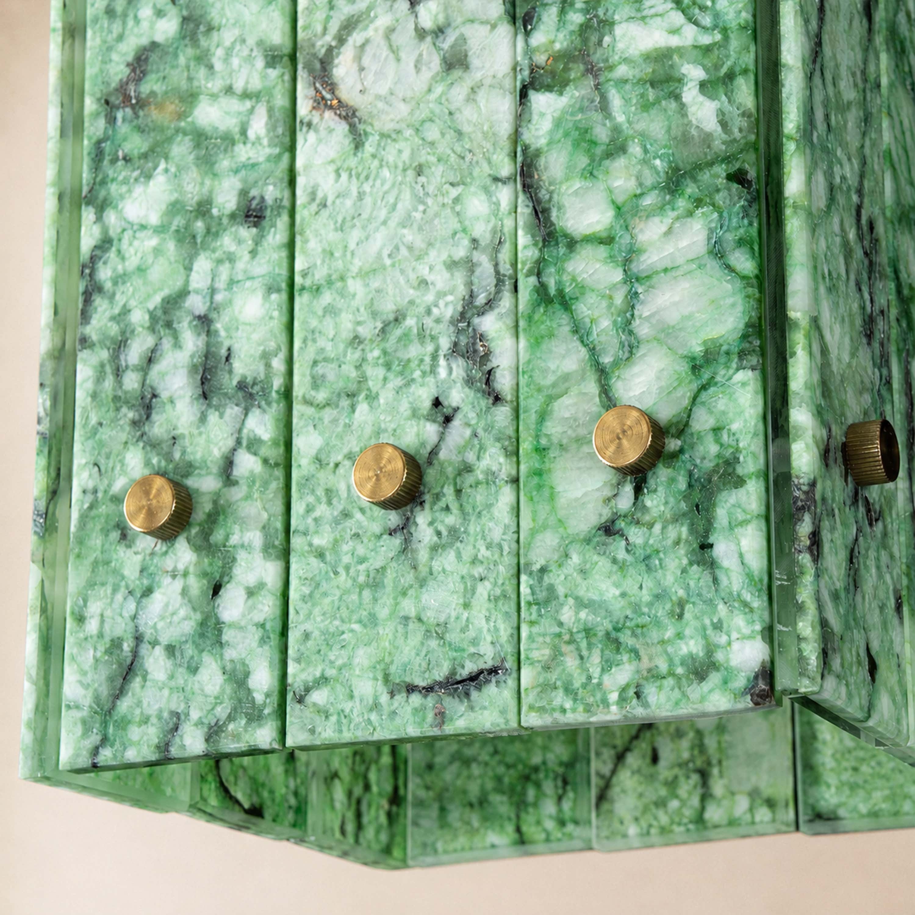 Pietra Green Marble Box Pendant 6.6"W