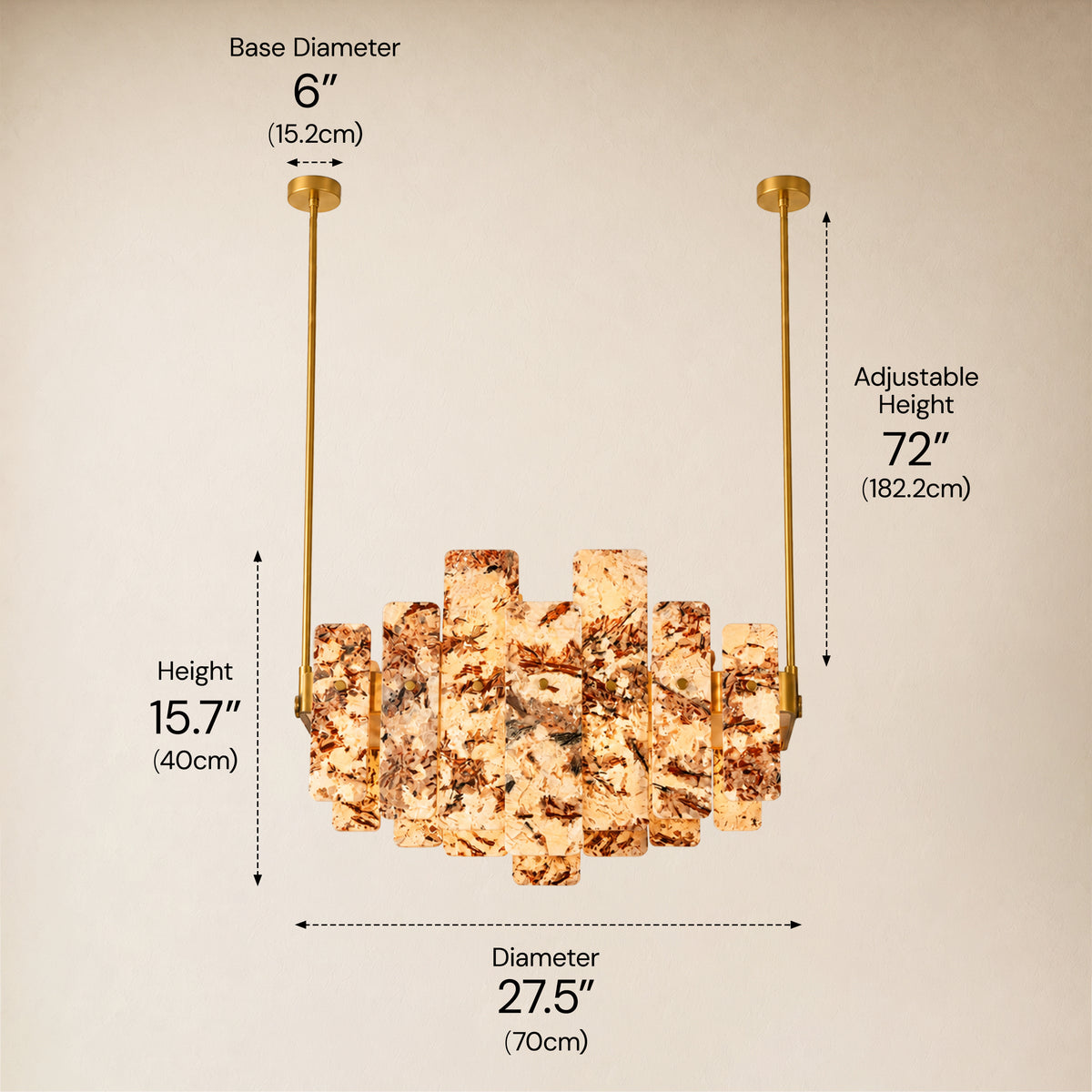 Pietra Amber Marble Panel Chandelier 27.5"W