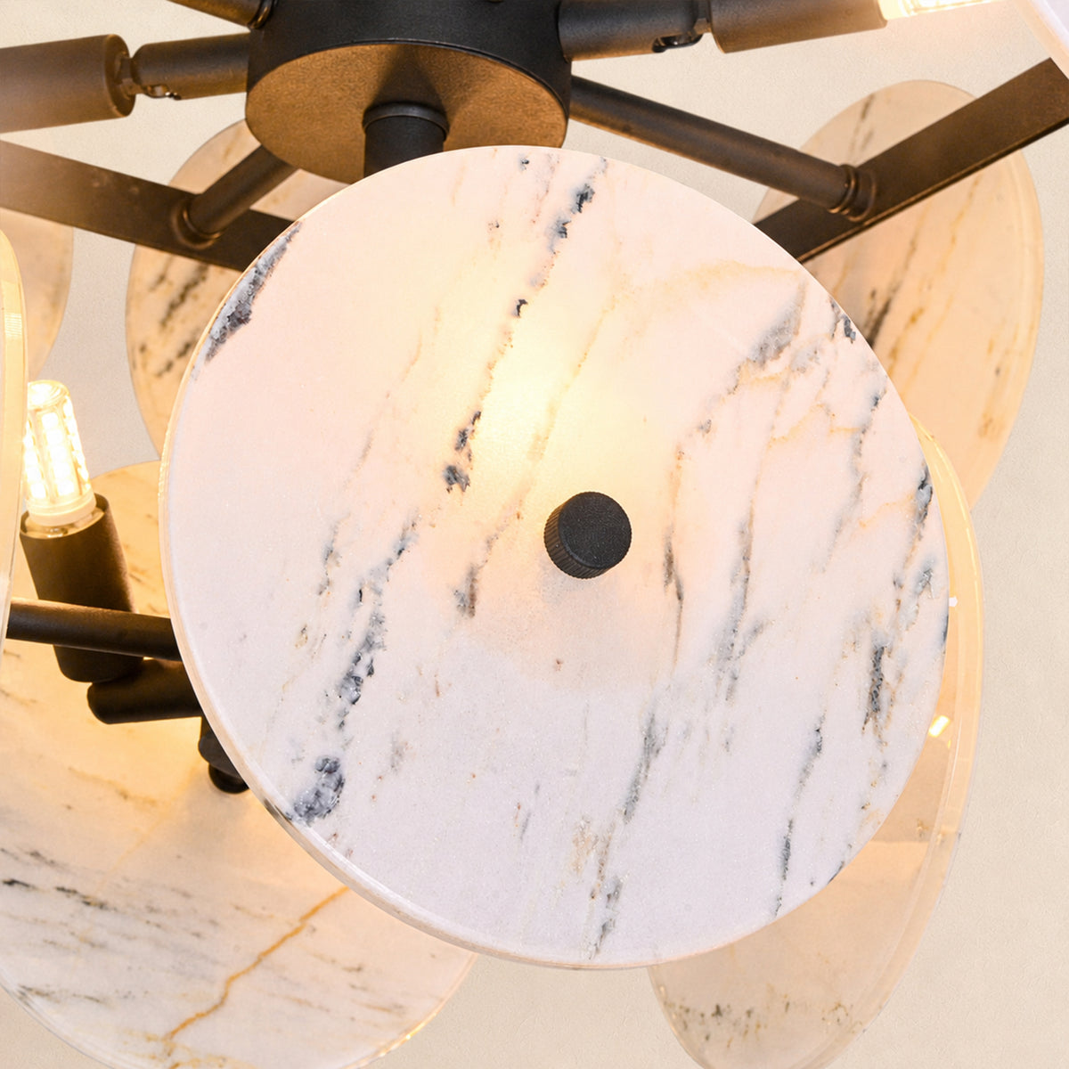 Pietra White Ink Marble Pendant 17.7"D