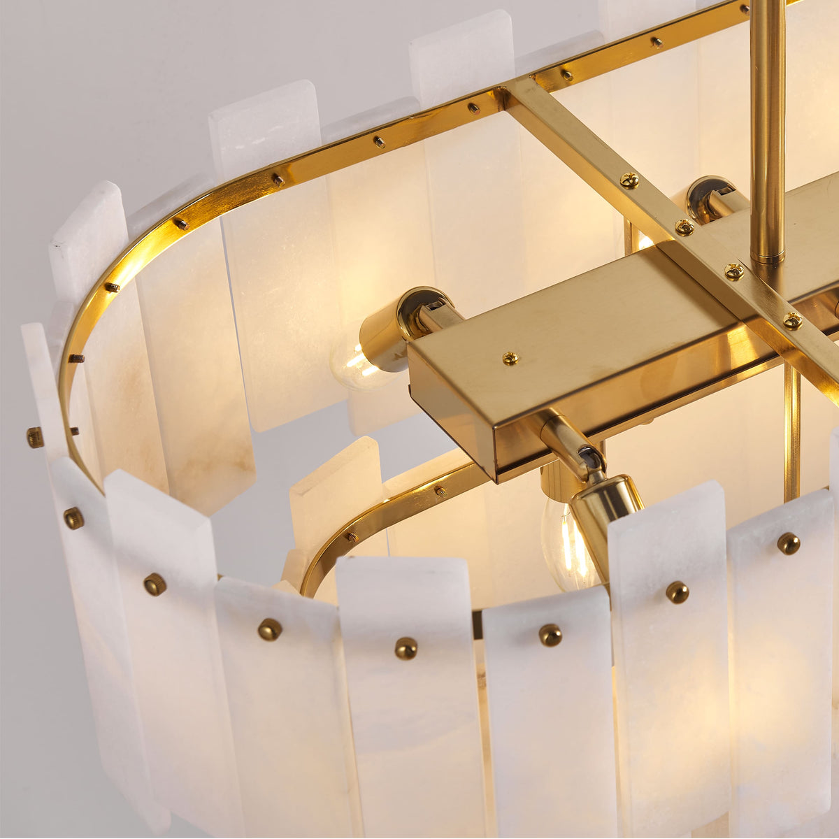 Nivislight Alabaster 2-Tier Rectangular Chandelier 40"D