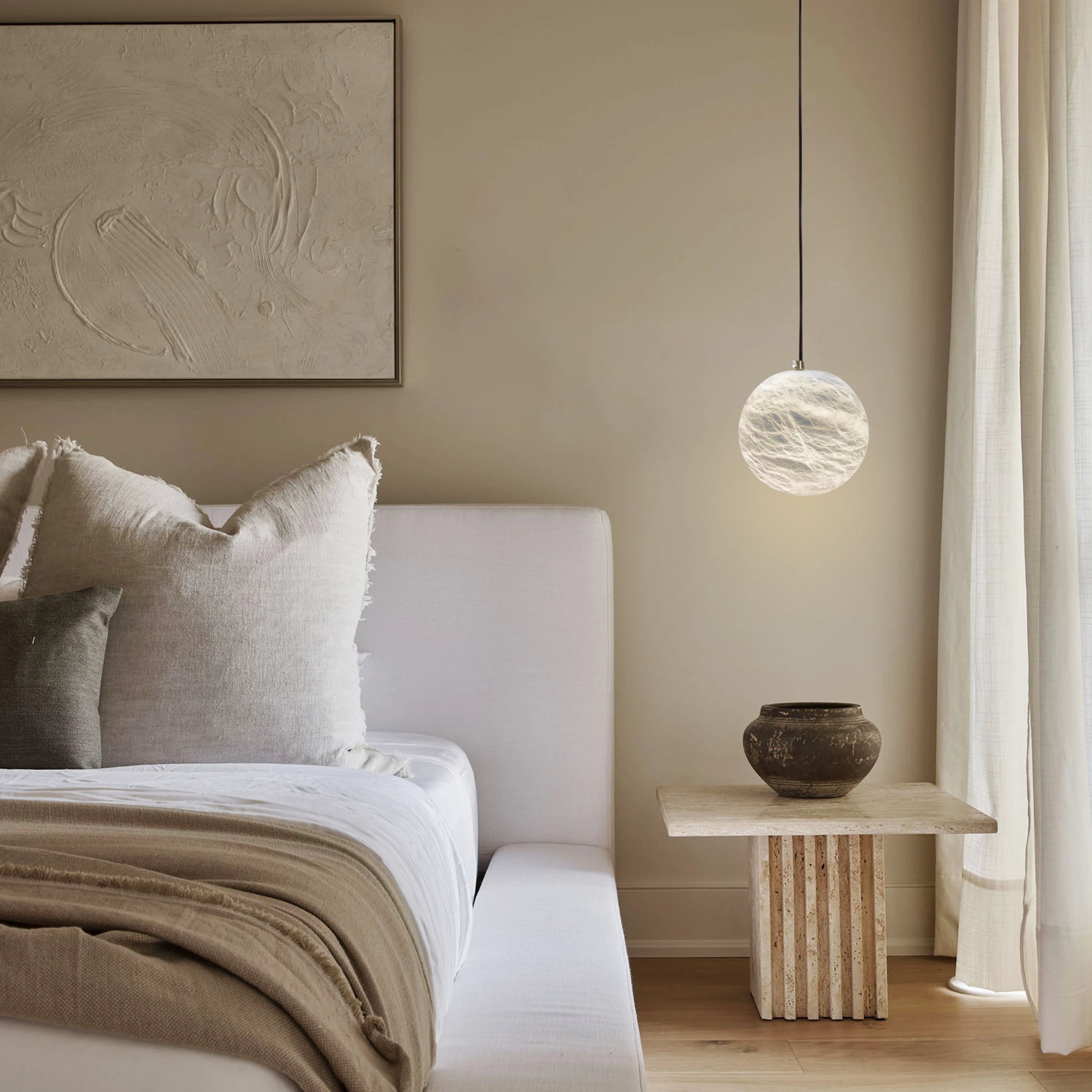 Nami Alabaster Global Ball Pendant Light 5"D