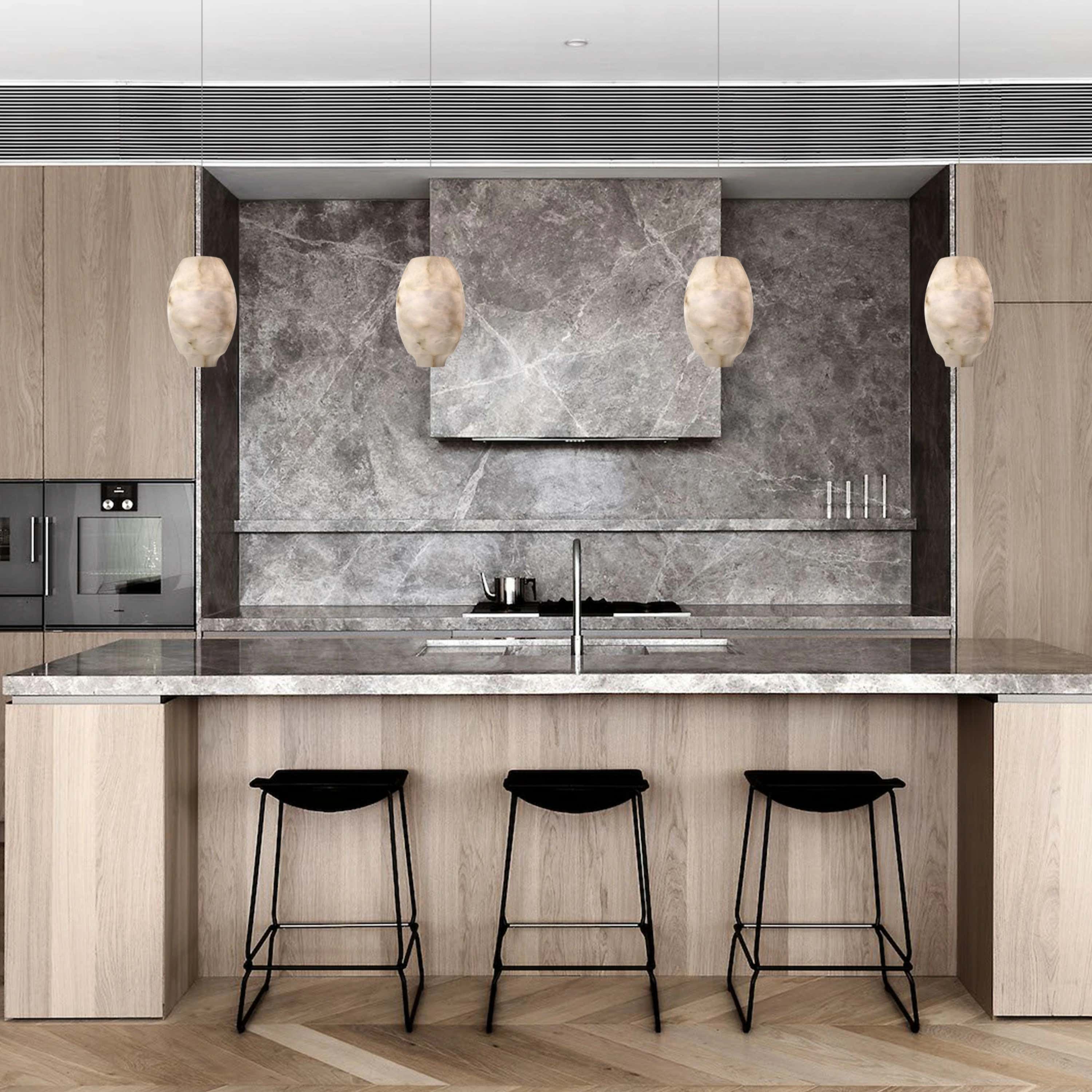 Dadaly Alabaster Lantern Small Art Round Pendant 7"W