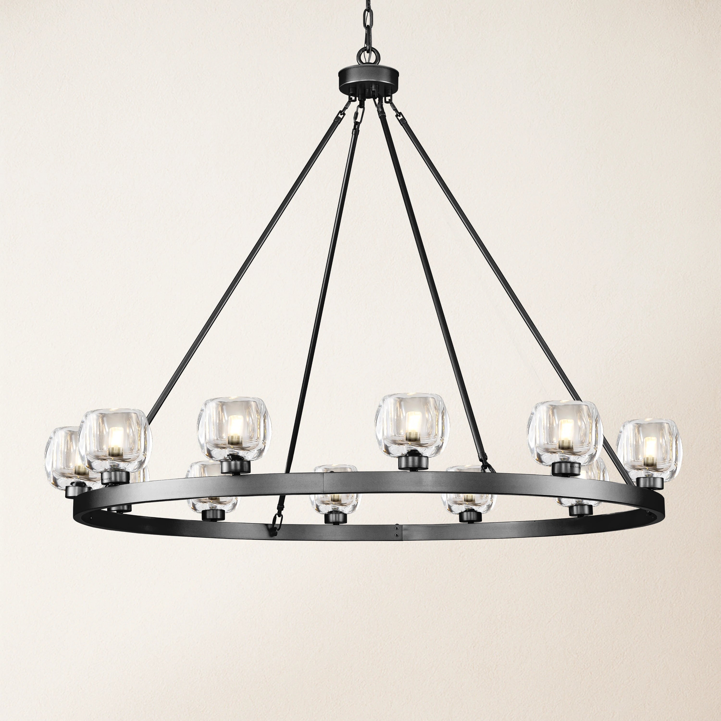 Vellum Round Chandelier 48"D#Finish_Black