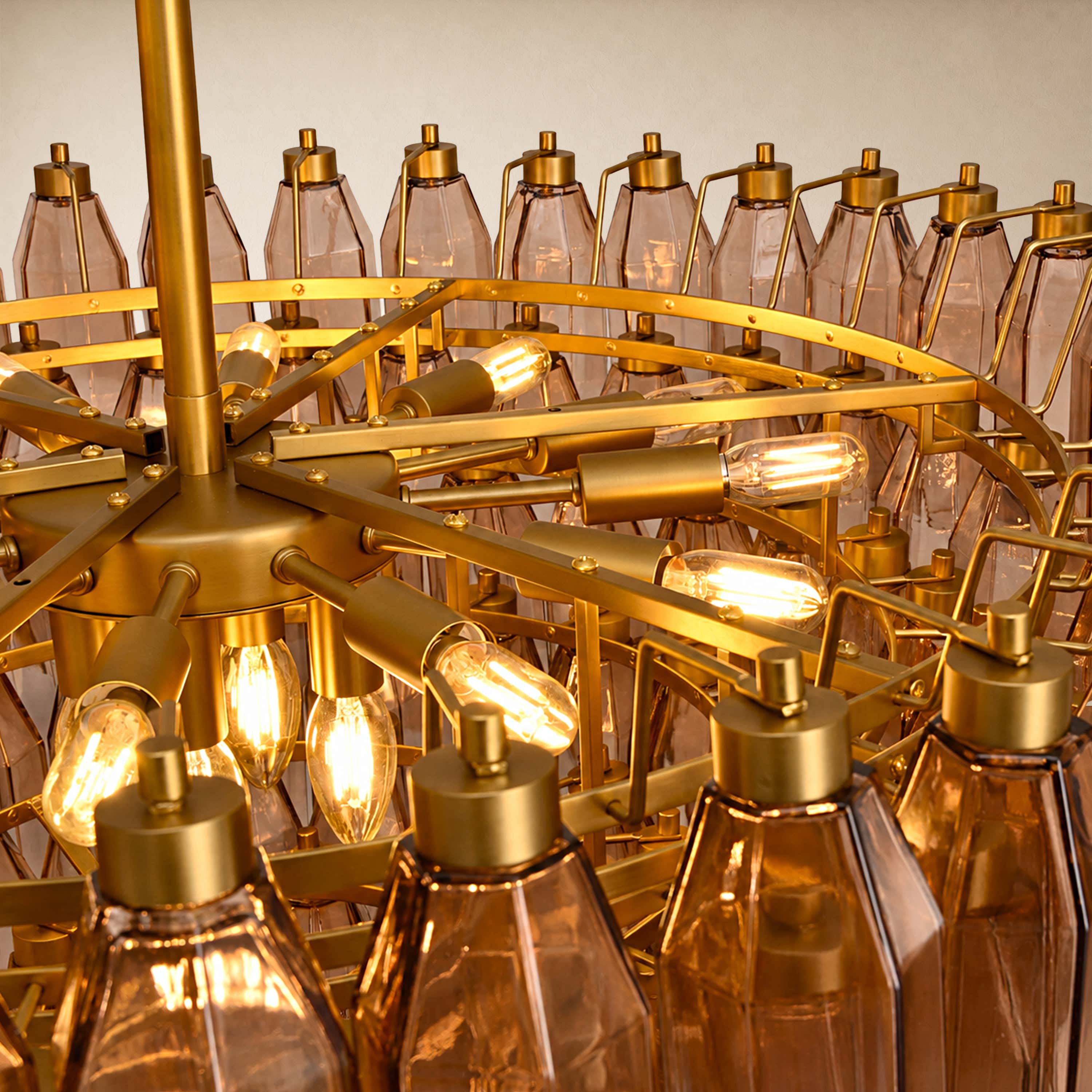 Aurembra Amber Glass Round Chandelier 35.4"D