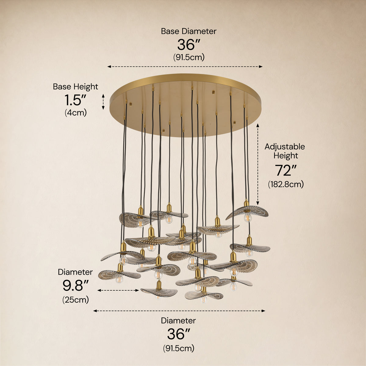Mirelune Glass Disc Round Chandelier 36"D