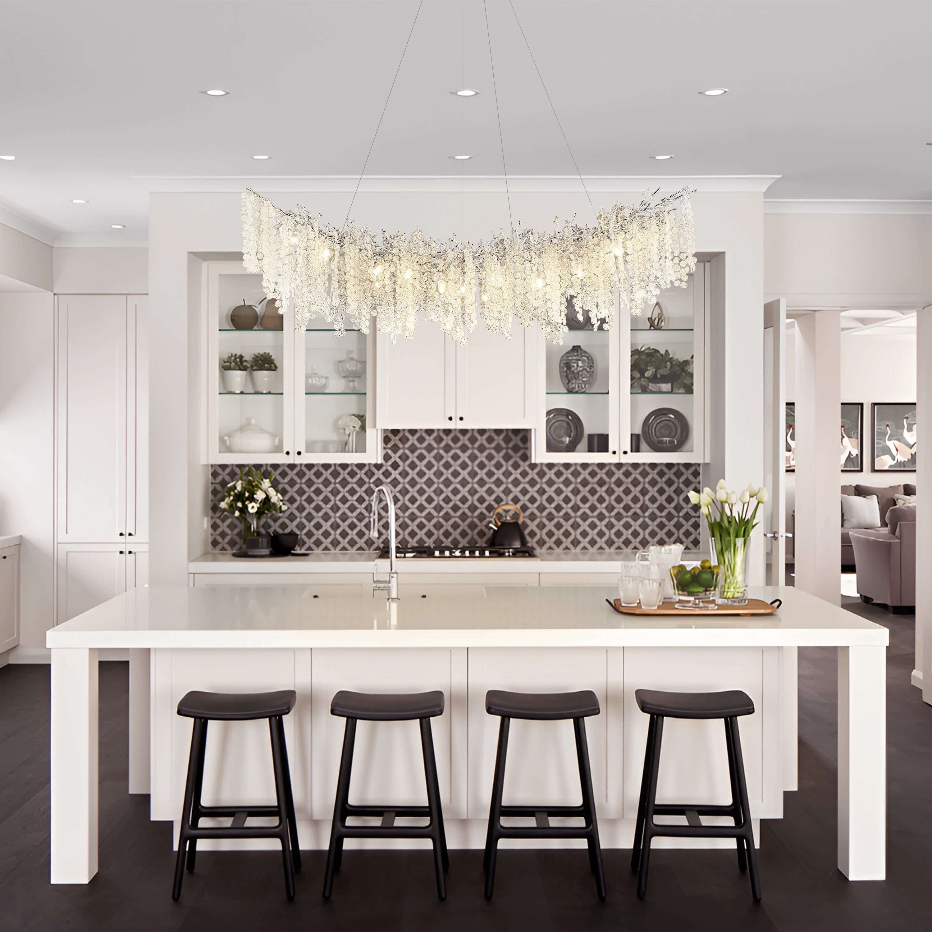 Shiro Noda Crystal Tree Branch Linear Chandelier 72"