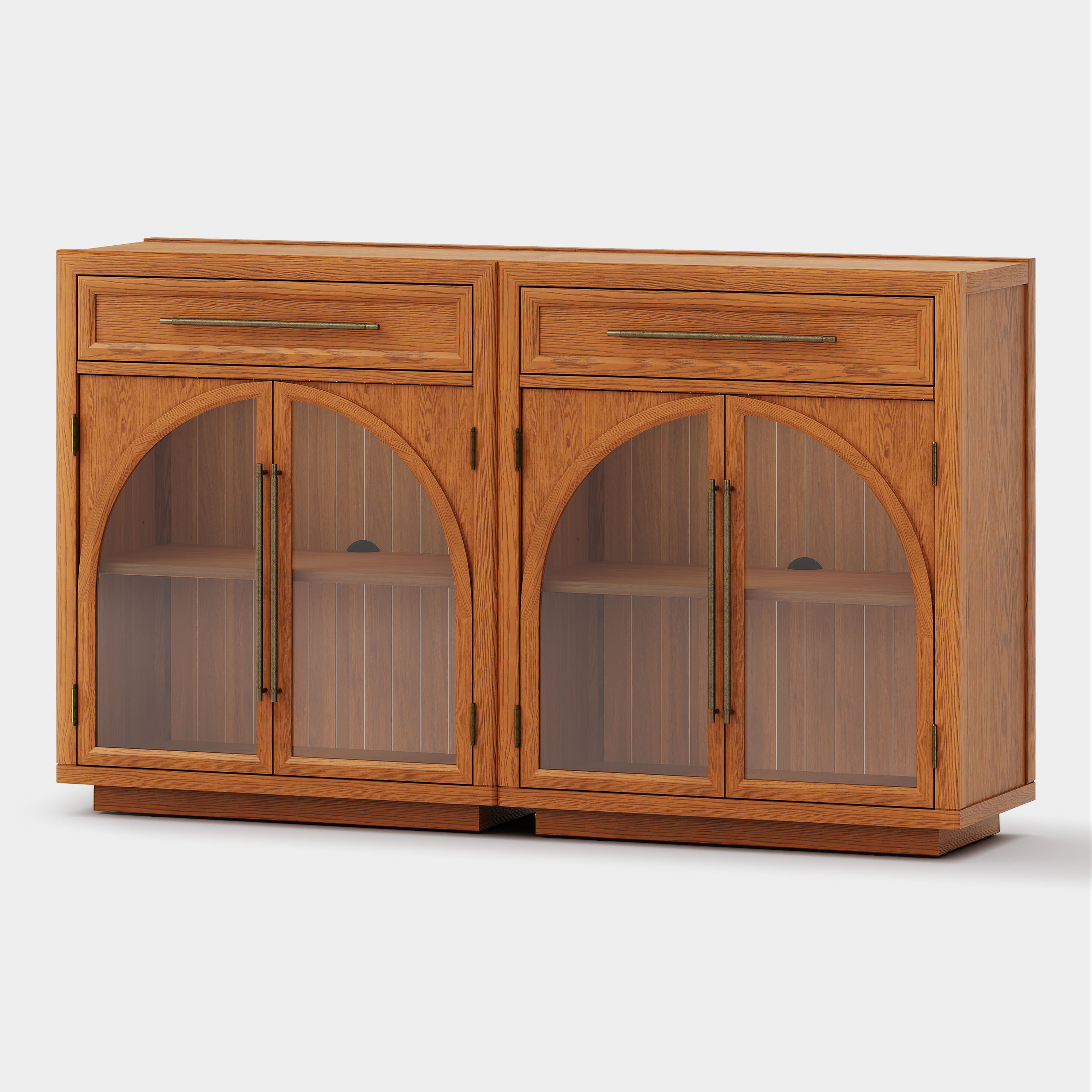 Alvar Arched 62.9" Oak Sideboard with Drawers(Set of 2)