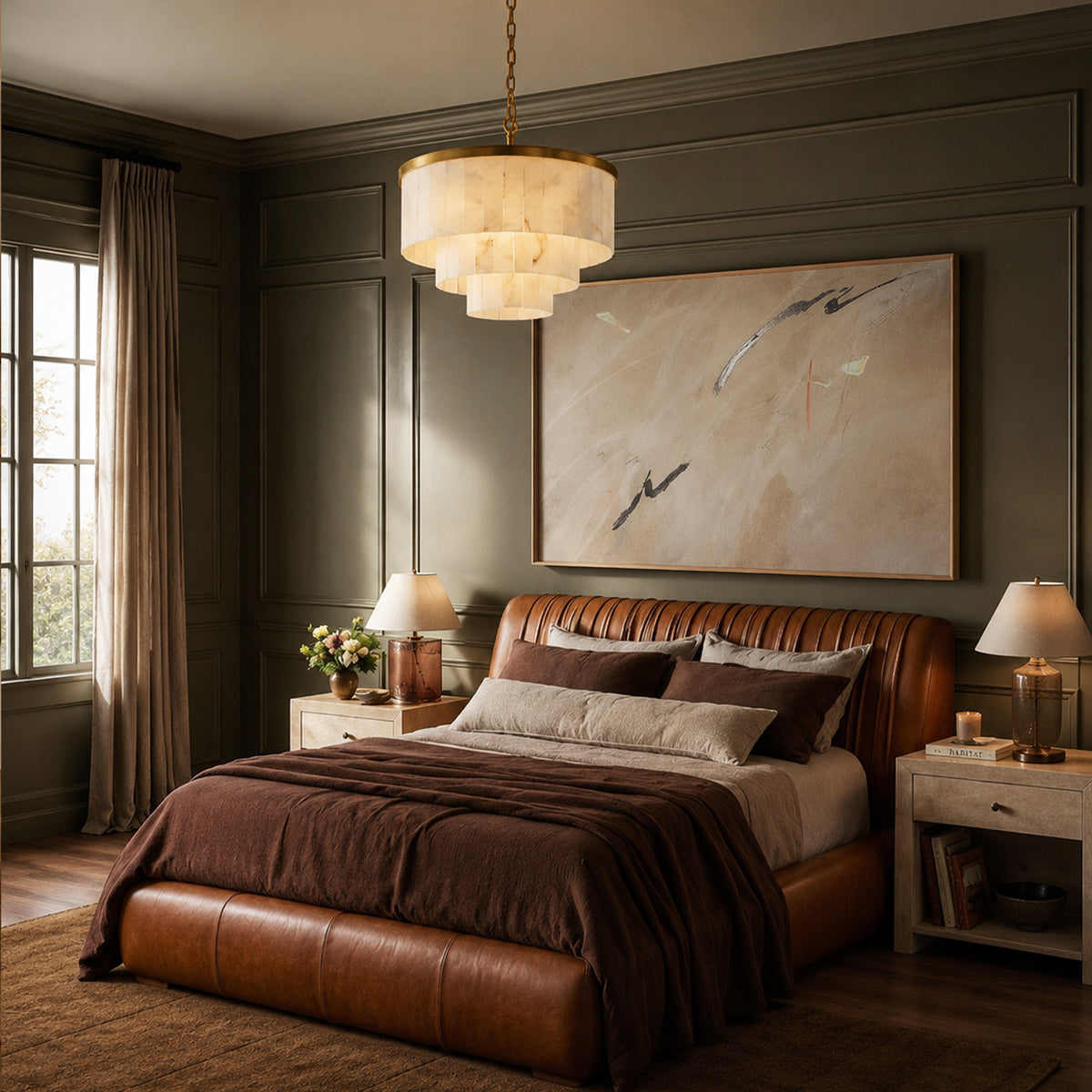 Montrava Alabaster Tiered Round Chandelier