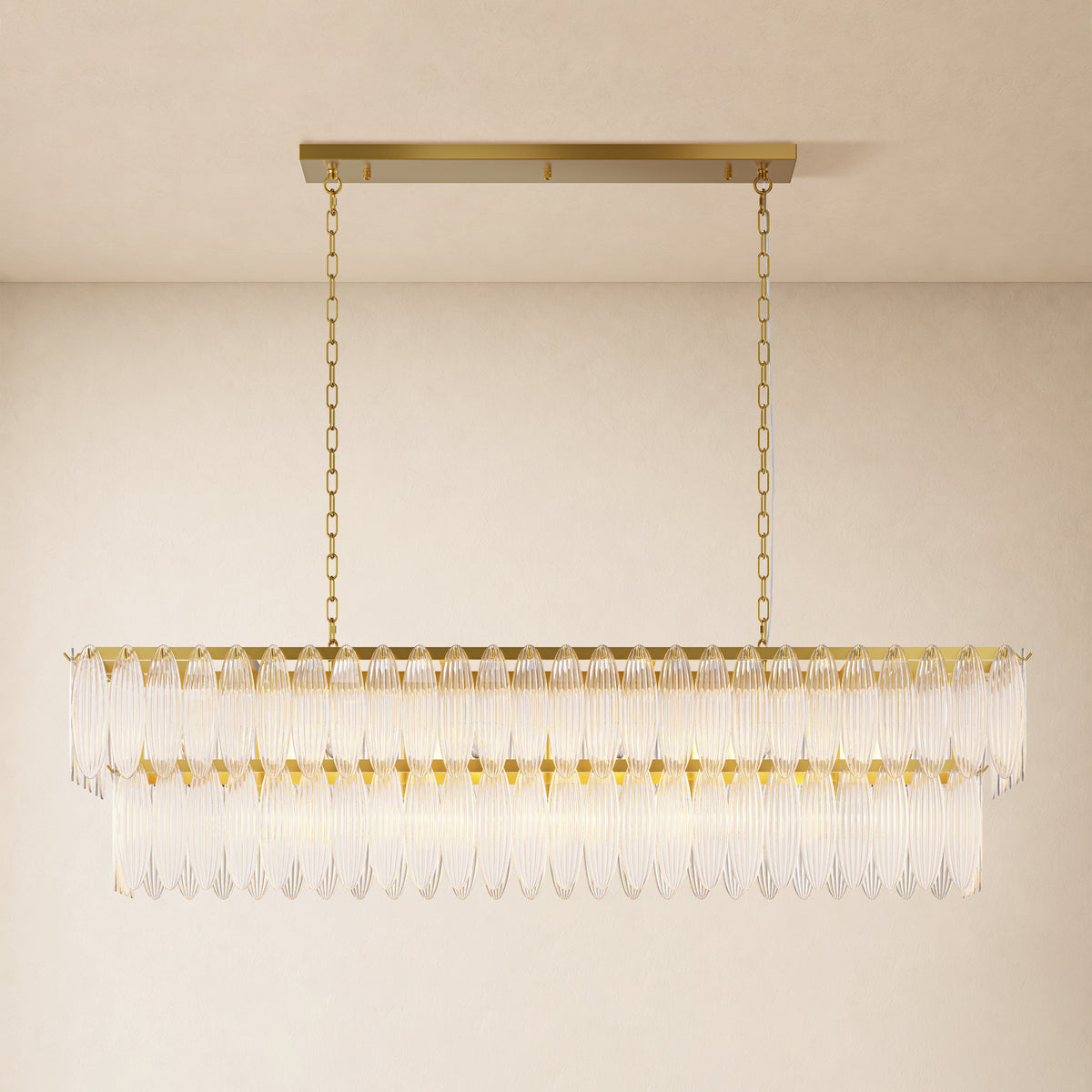 Ardelyne Crystal Leaf Linear Chandelier 48"-60"D