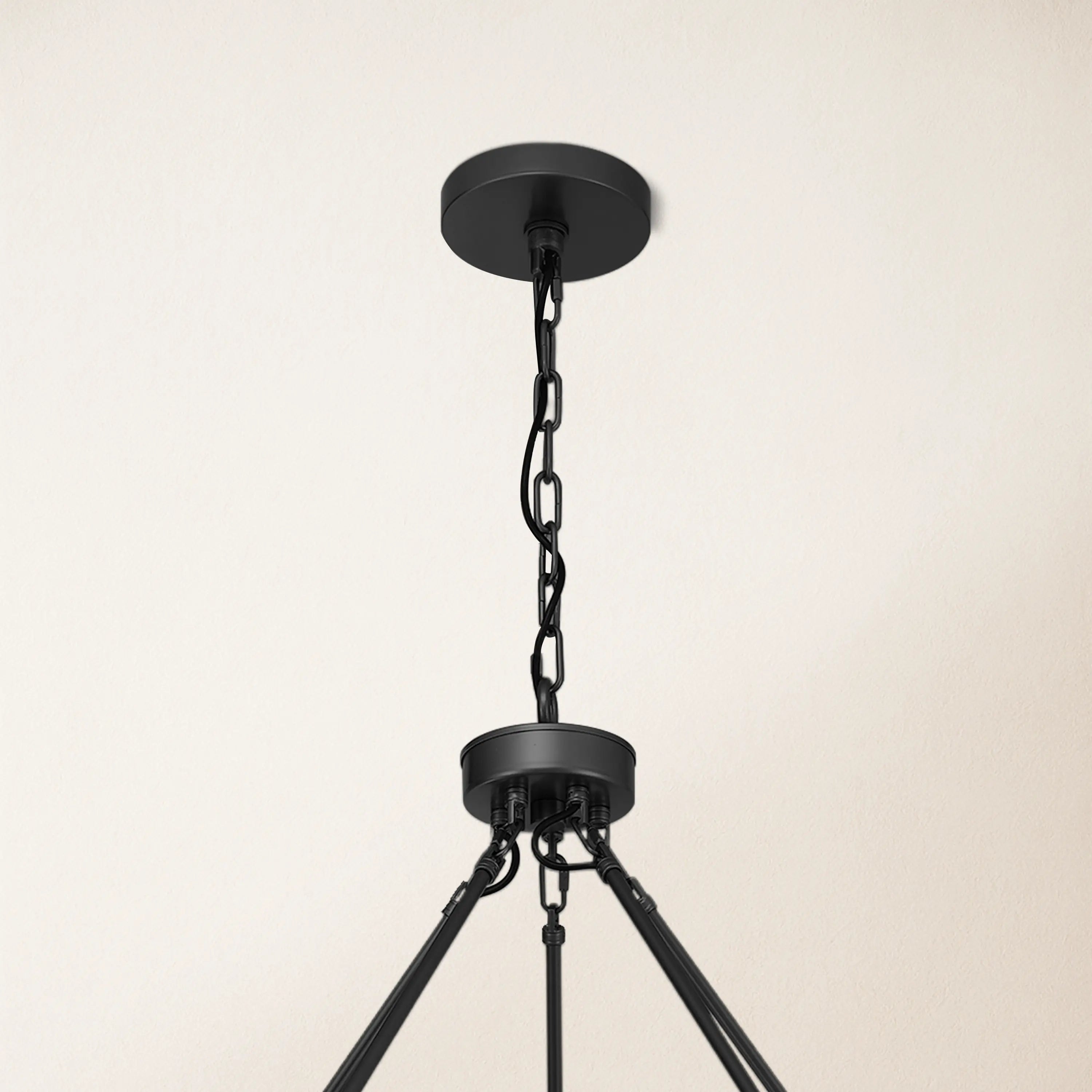 Cylora Glass Tube 2-Tier Round Chandelier 60"D#Finish_Black