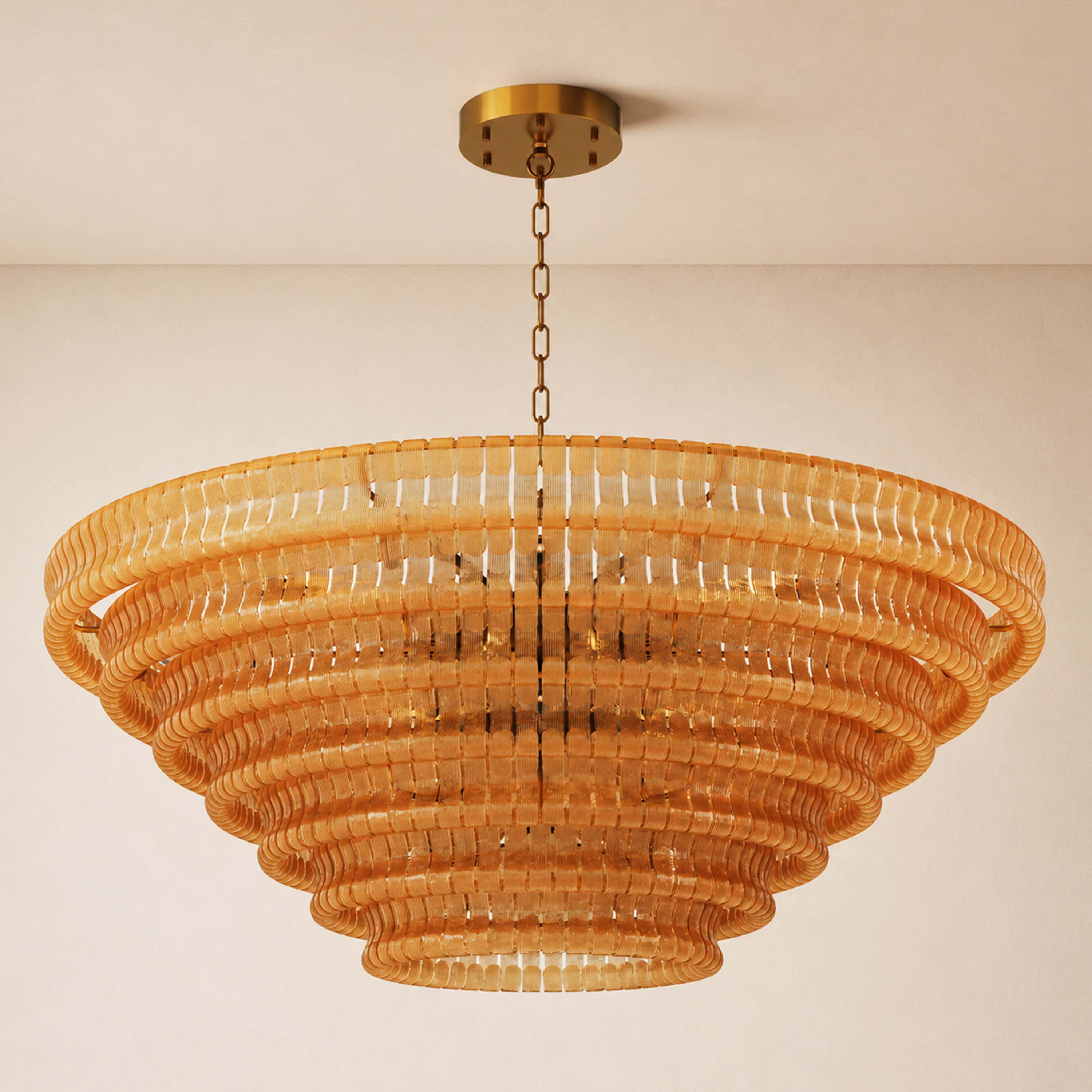 Ondalia Tiered Glass Custom Round Chandelier 48" 60"D