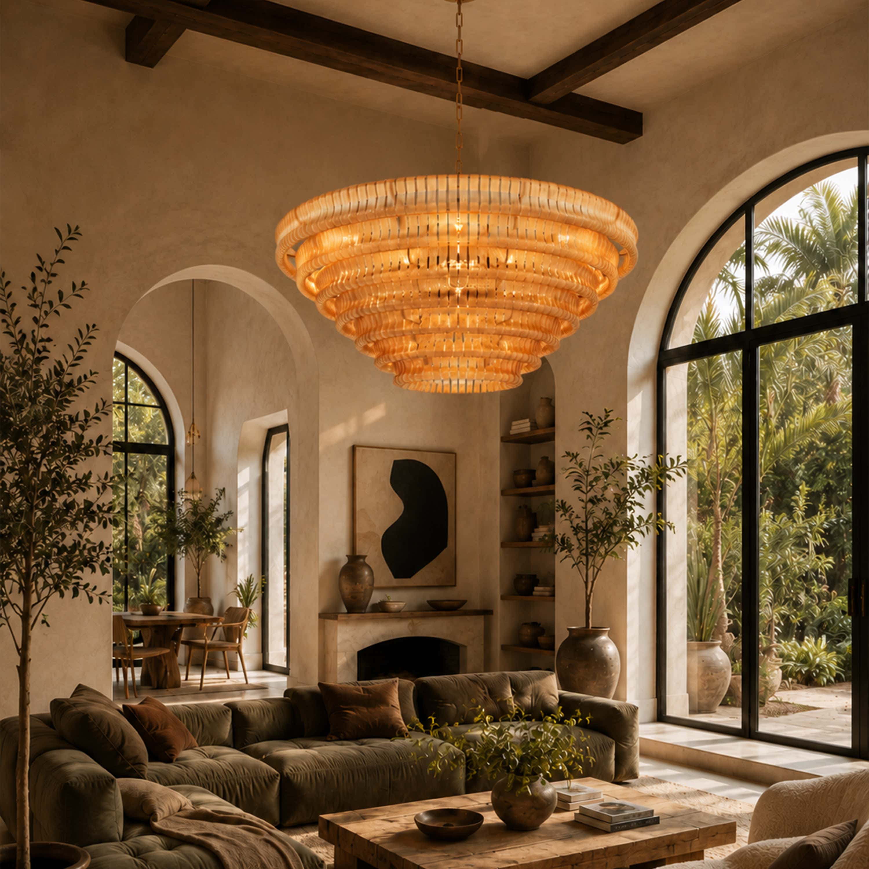 Ondalia Tiered Glass Custom Round Chandelier 48" 60"D