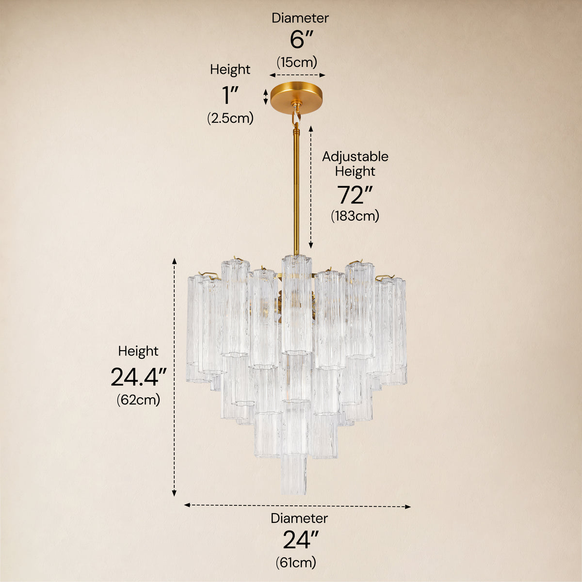 Lumeris Glass Tiered Round Chandelier 24"D